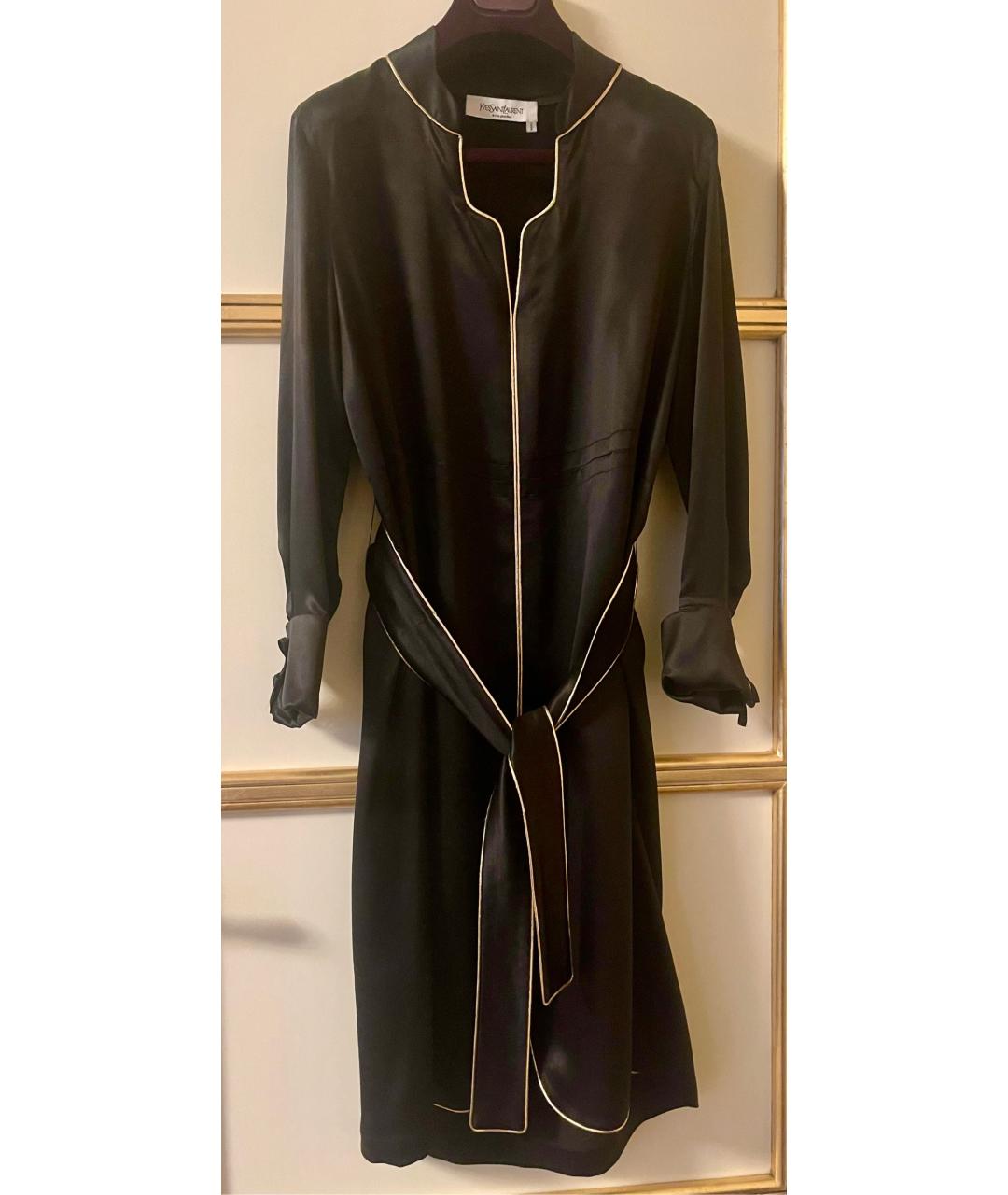 SAINT LAURENT Черное шелковое платье, фото 6