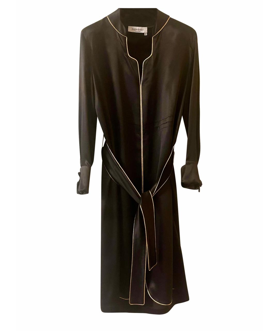 SAINT LAURENT Черное шелковое платье, фото 1