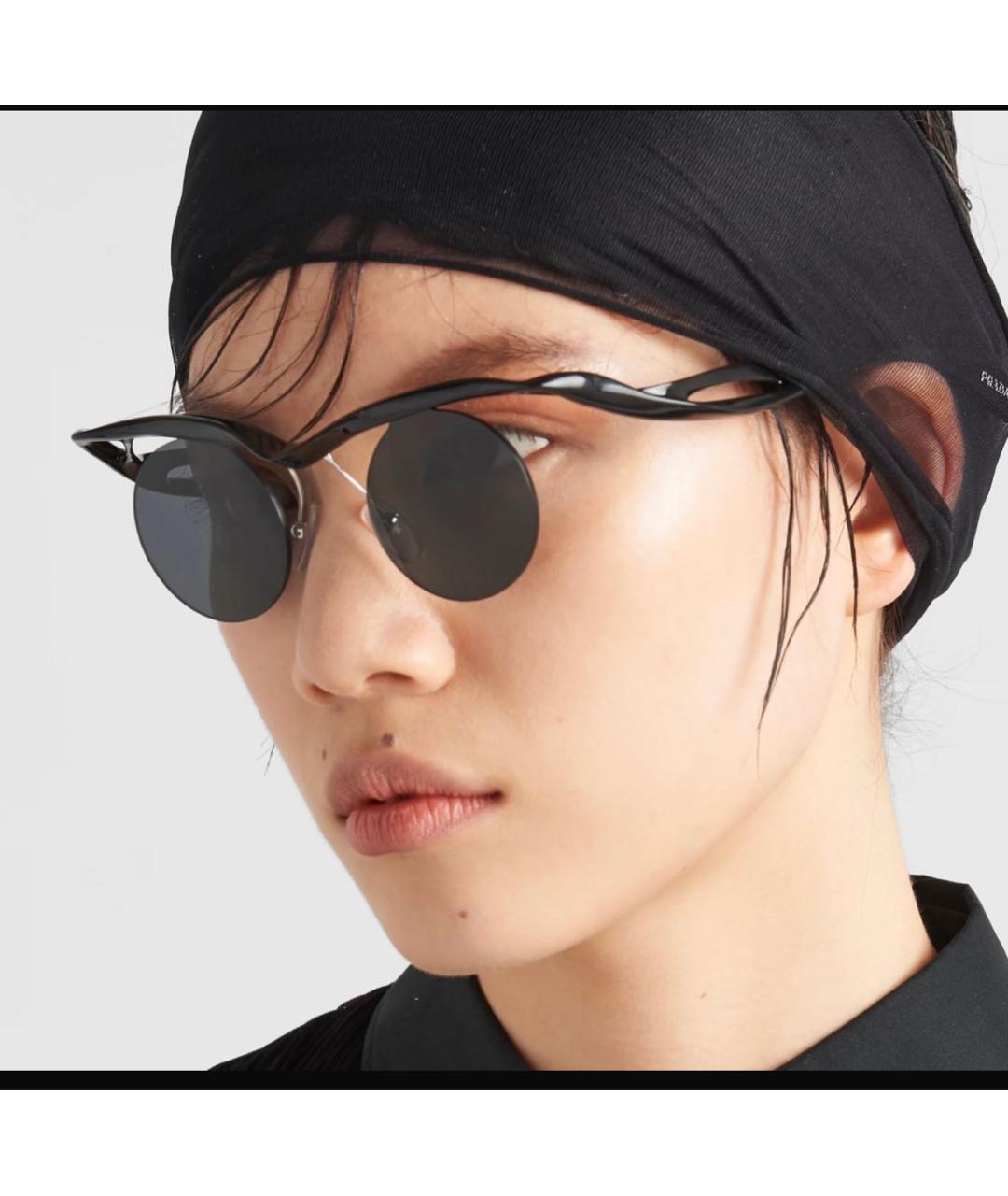 PRADA Черные пластиковые солнцезащитные очки, фото 5