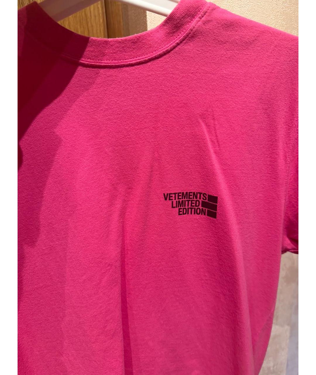VETEMENTS Розовая хлопковая футболка, фото 2
