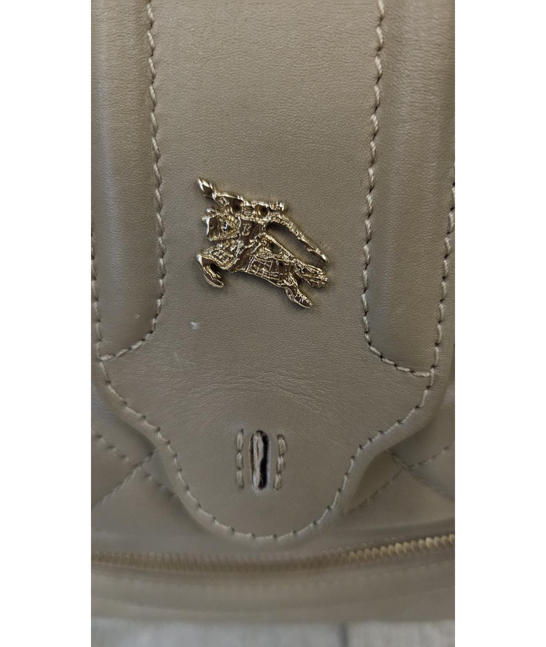 BURBERRY Бежевая кожаная сумка с короткими ручками, фото 8