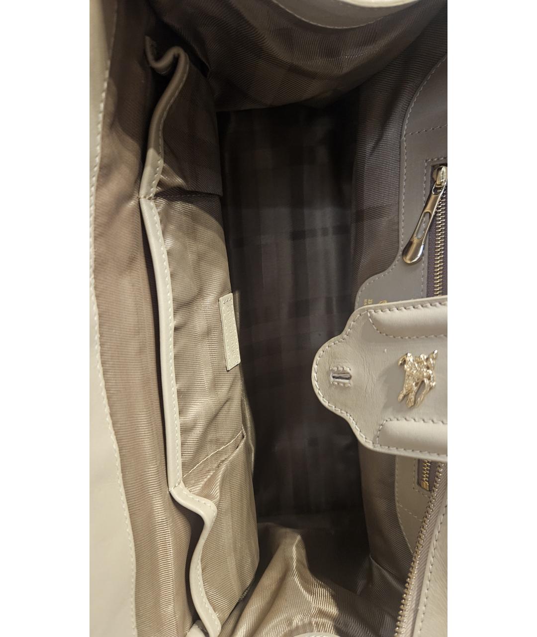 BURBERRY Бежевая кожаная сумка с короткими ручками, фото 4