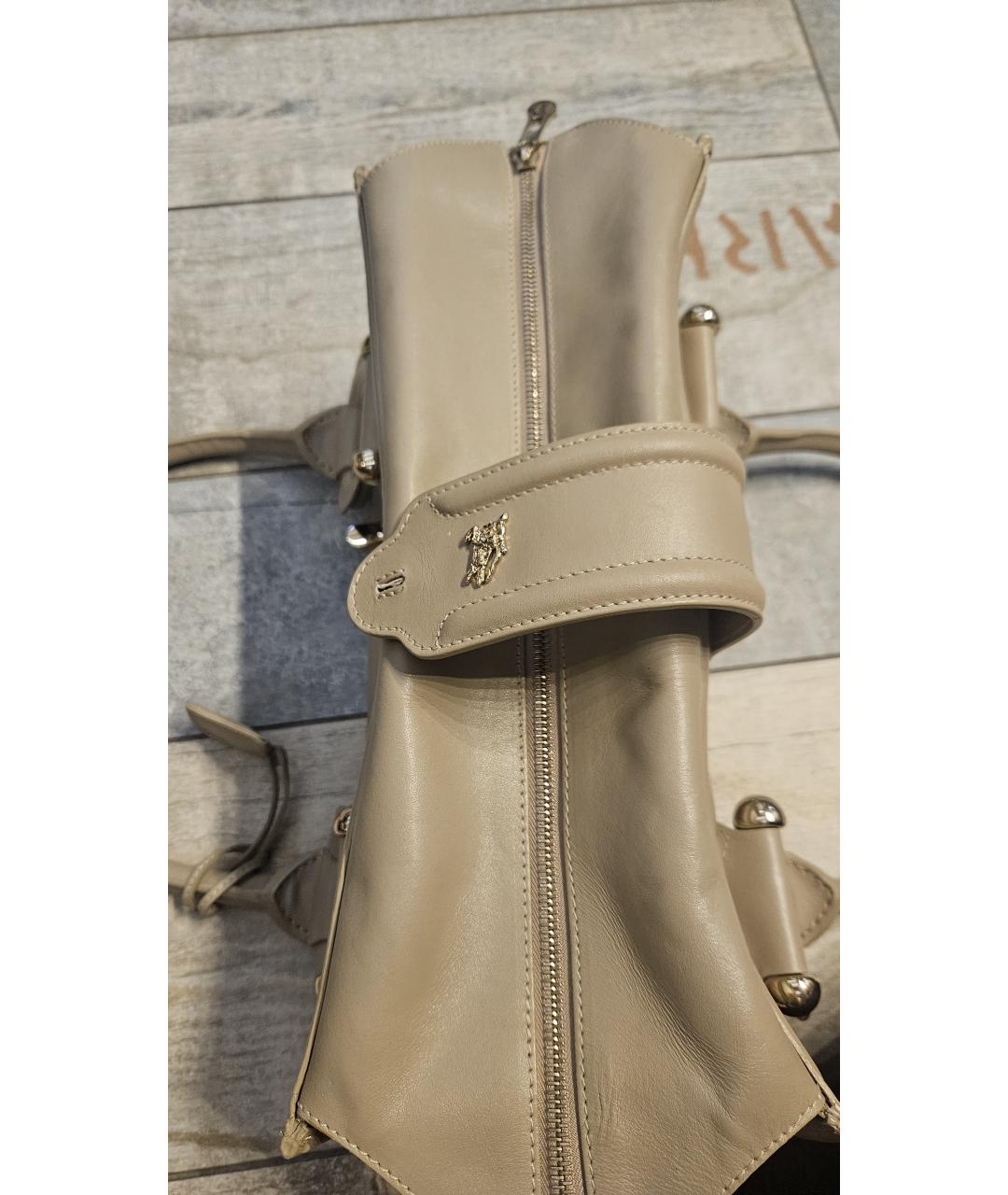 BURBERRY Бежевая кожаная сумка с короткими ручками, фото 6