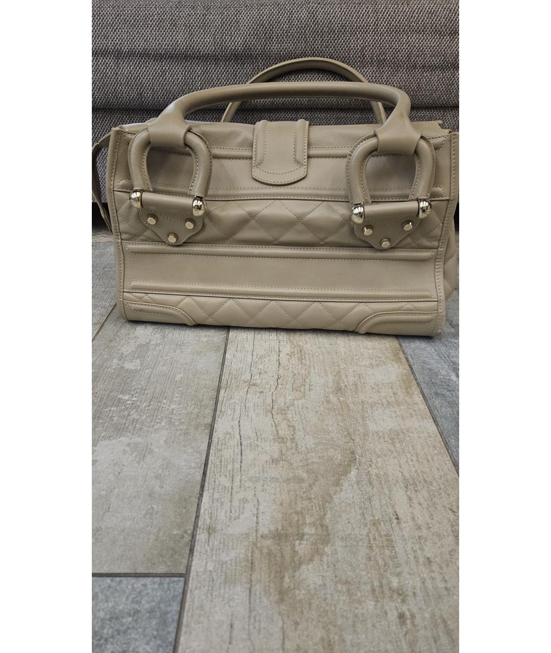 BURBERRY Бежевая кожаная сумка с короткими ручками, фото 3