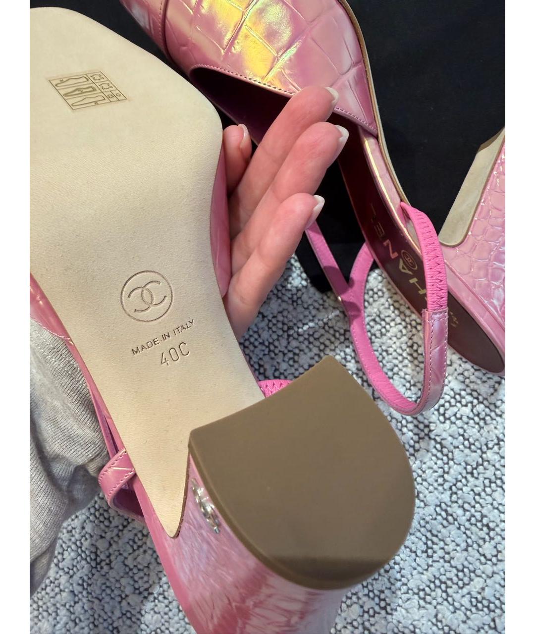 CHANEL Розовые кожаные туфли, фото 4