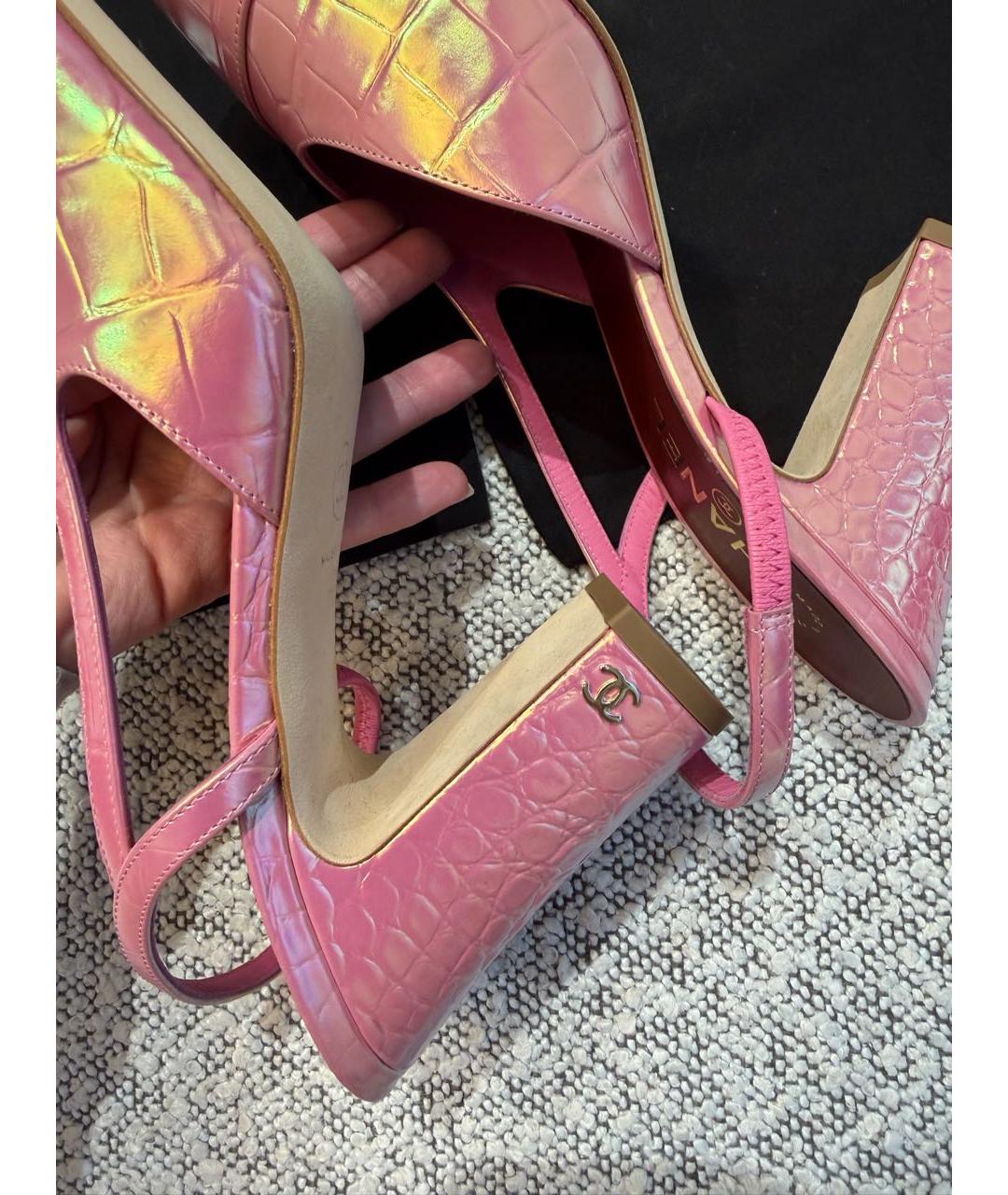 CHANEL Розовые кожаные туфли, фото 3