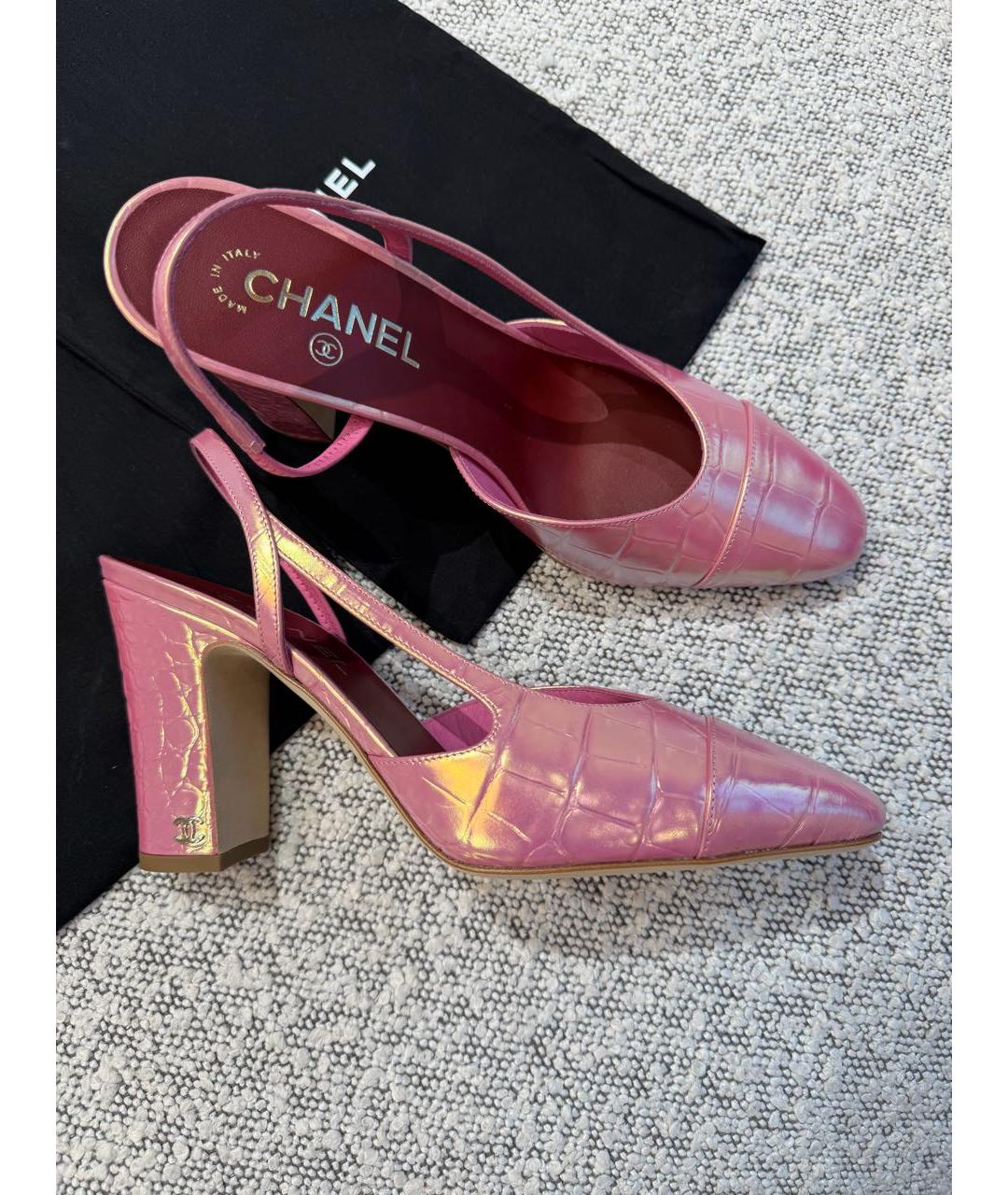 CHANEL Розовые кожаные туфли, фото 5