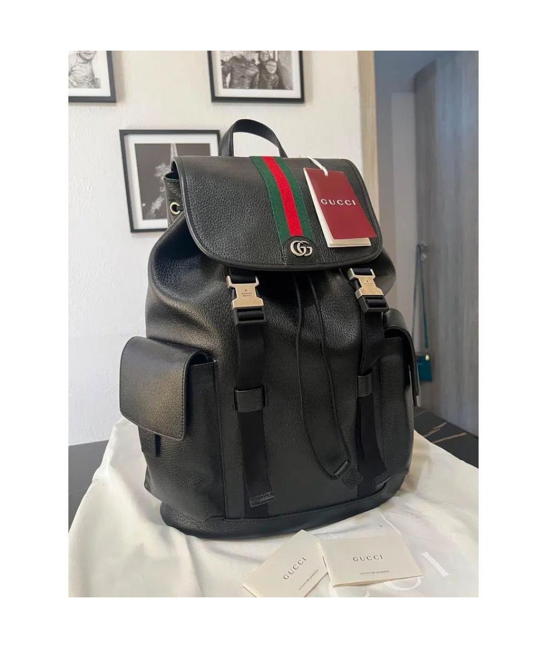 GUCCI Черный кожаный рюкзак, фото 2