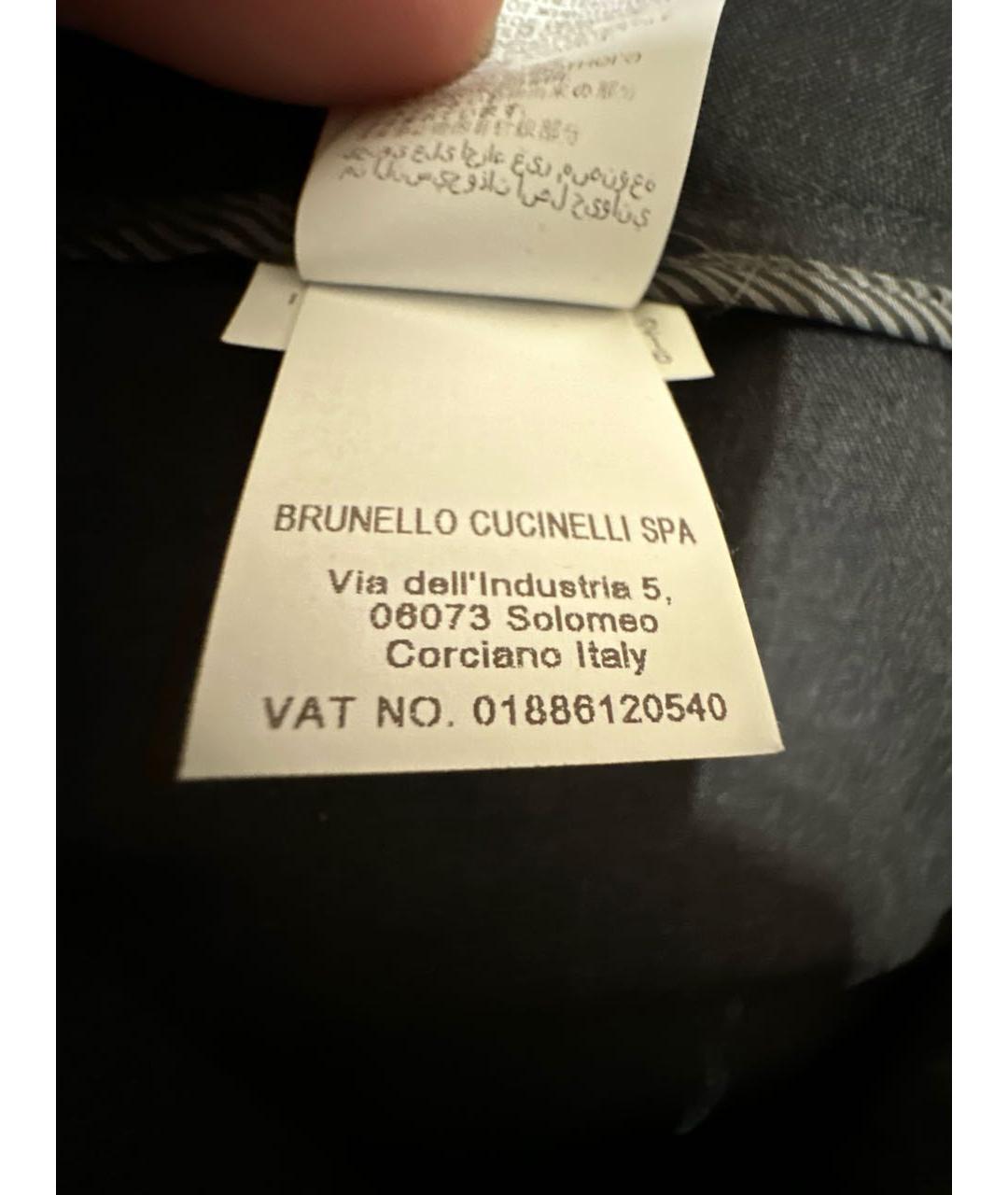 BRUNELLO CUCINELLI Антрацитовые шерстяные брюки узкие, фото 6