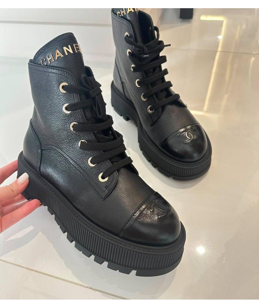 CHANEL Черные кожаные ботинки, фото 7