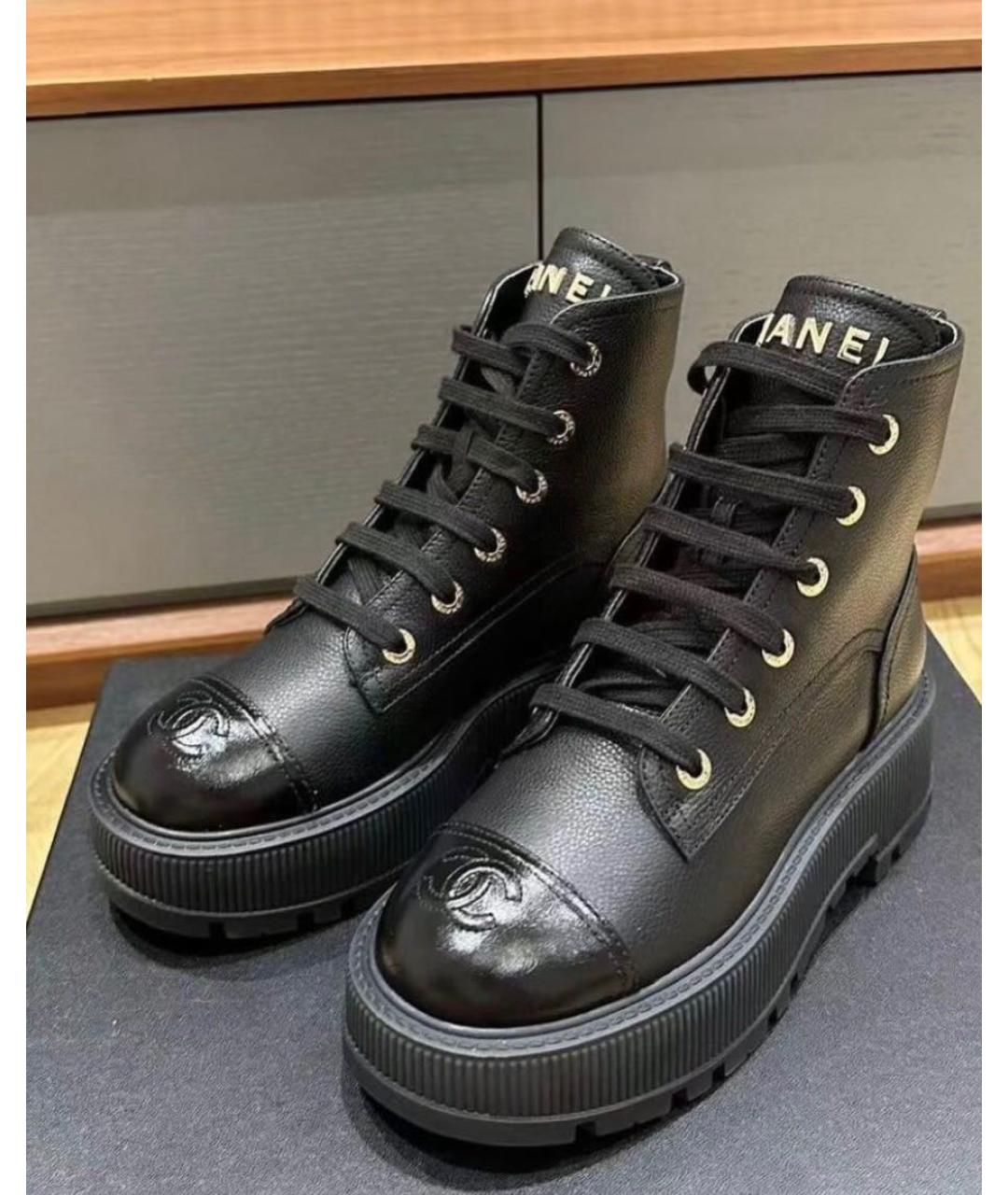 CHANEL Черные кожаные ботинки, фото 2