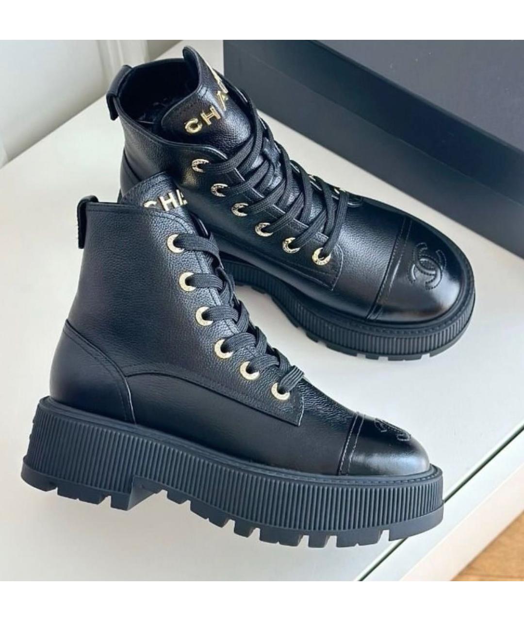 CHANEL Черные кожаные ботинки, фото 8