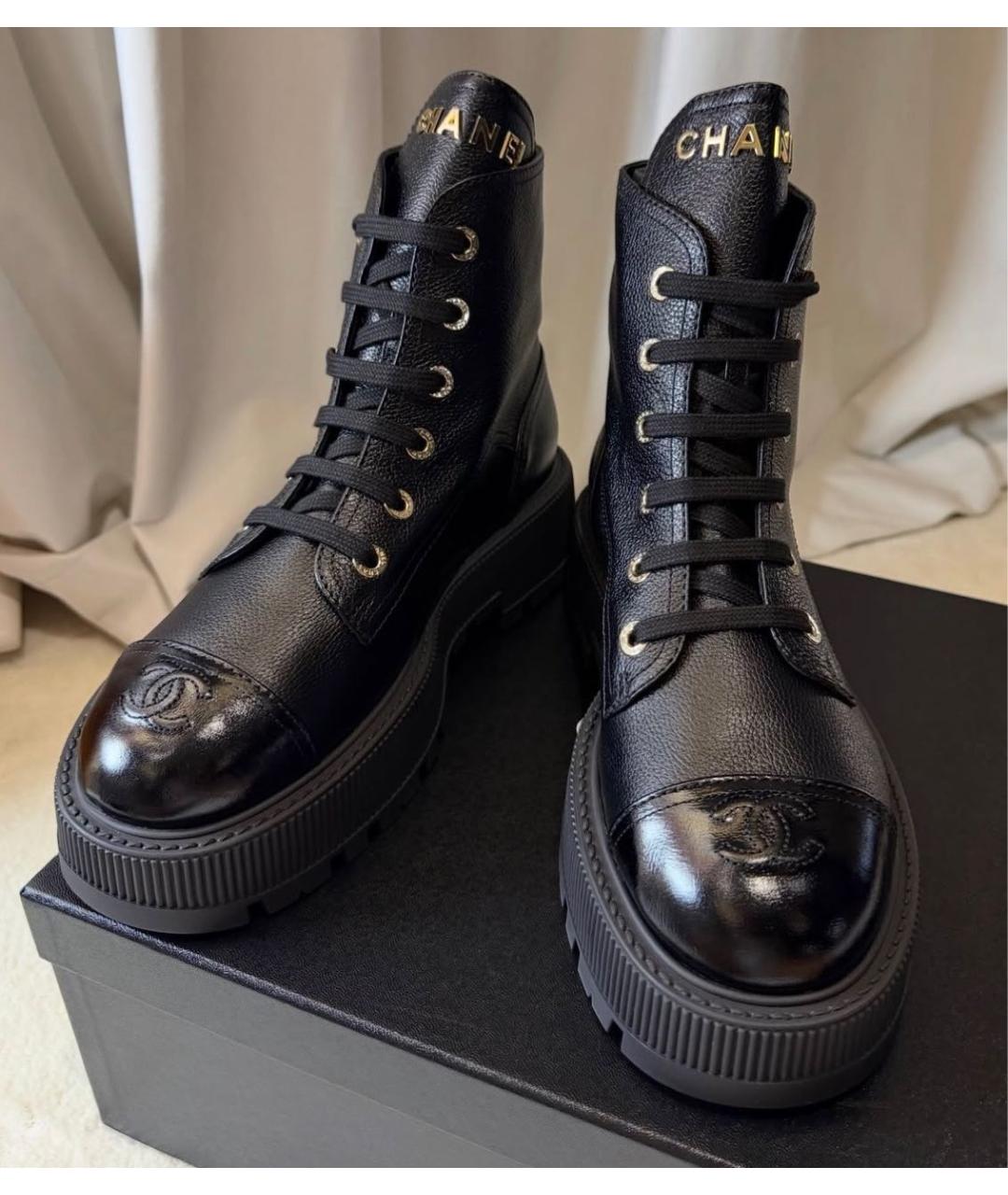 CHANEL Черные кожаные ботинки, фото 6