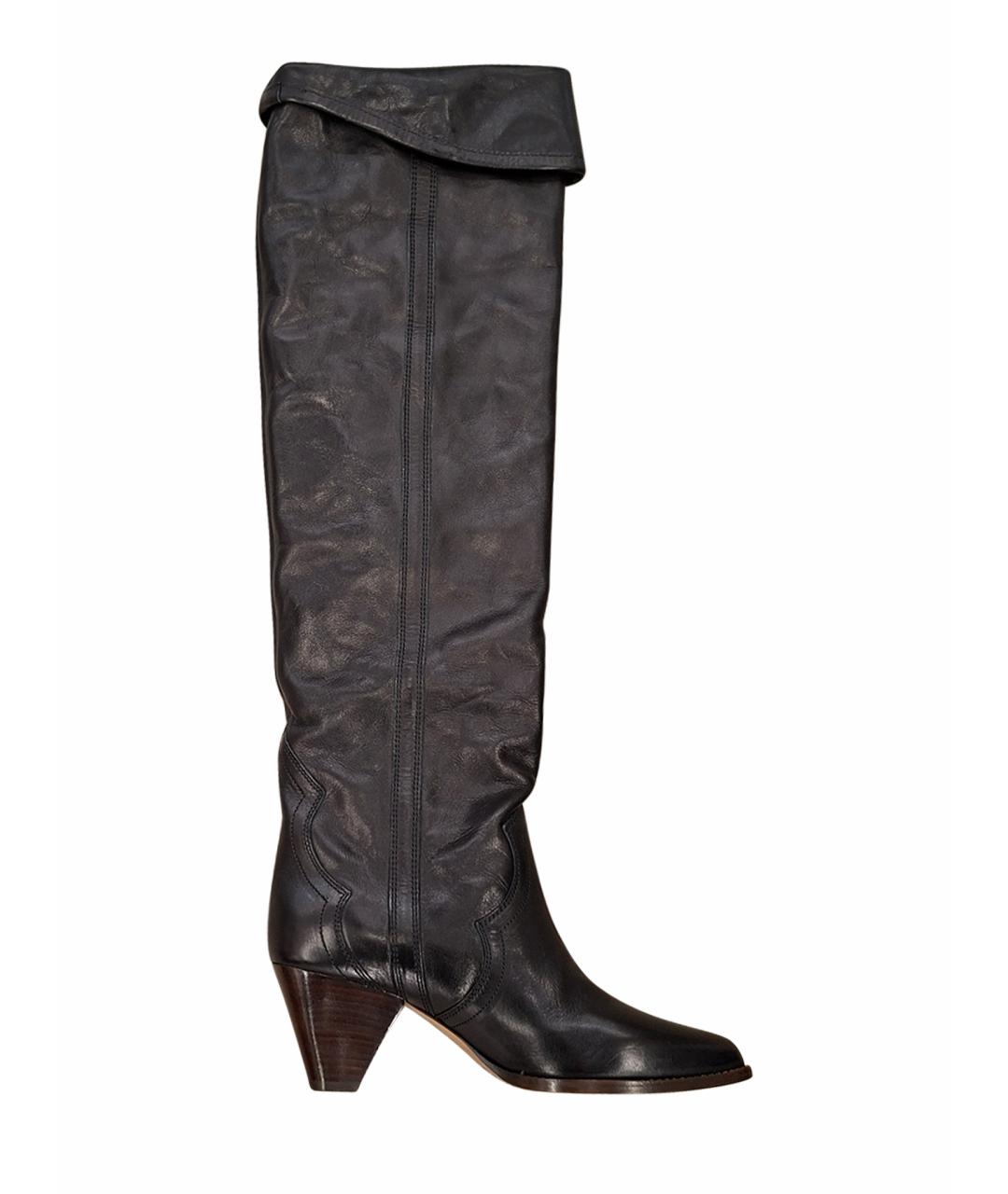 ISABEL MARANT Черные кожаные ботфорты, фото 1