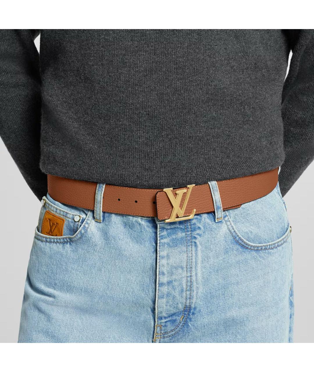 LOUIS VUITTON Черный кожаный ремень, фото 6