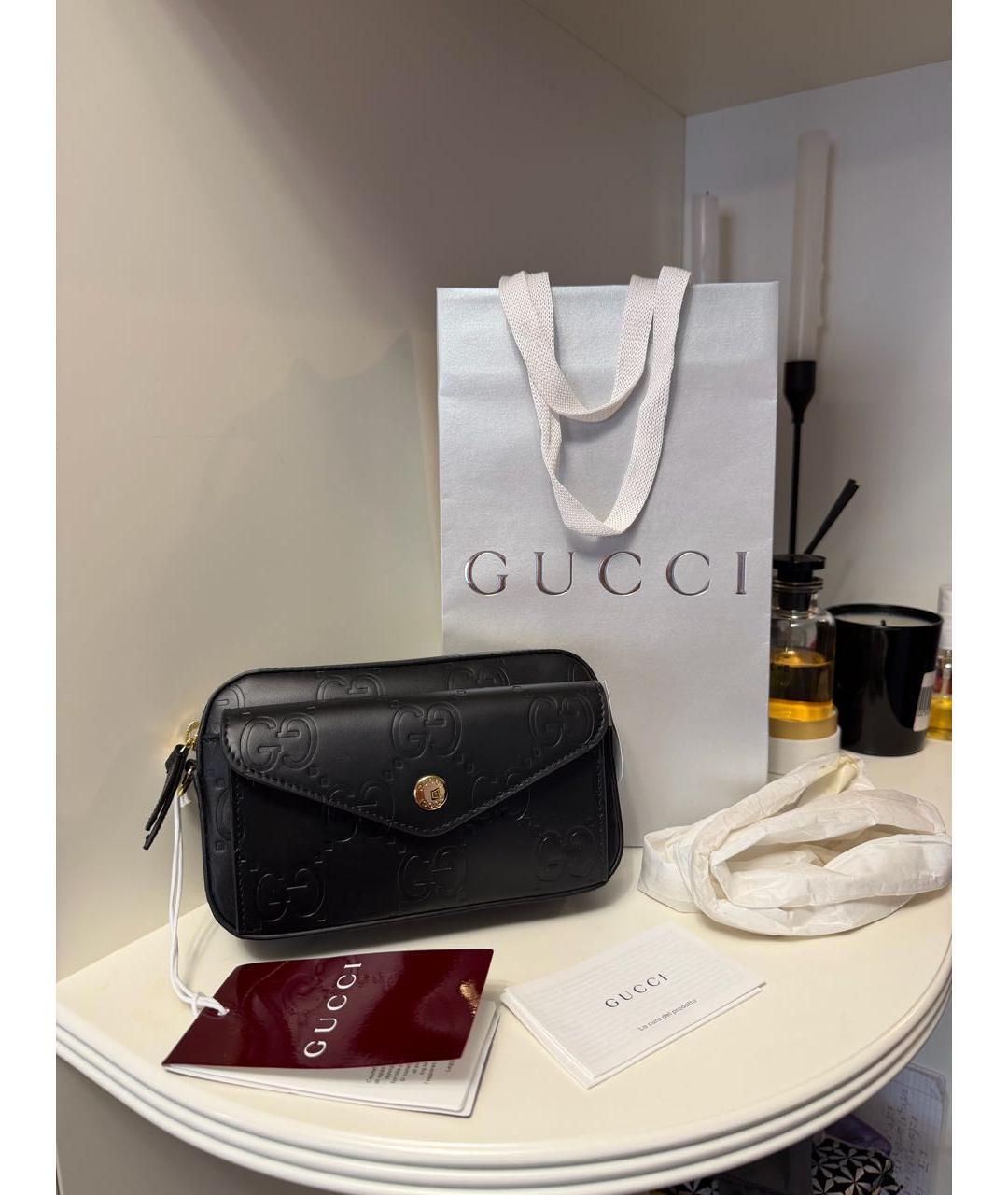 GUCCI Черная кожаная сумка через плечо, фото 6