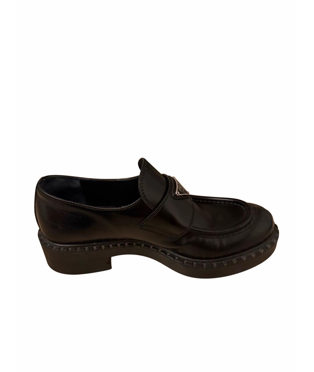 PRADA Черные кожаные лоферы, фото 1