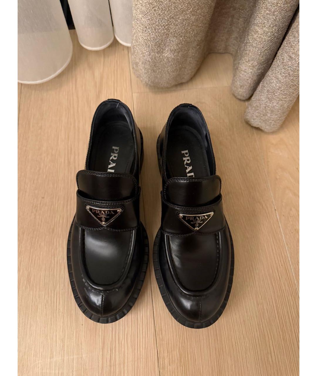 PRADA Черные кожаные лоферы, фото 2