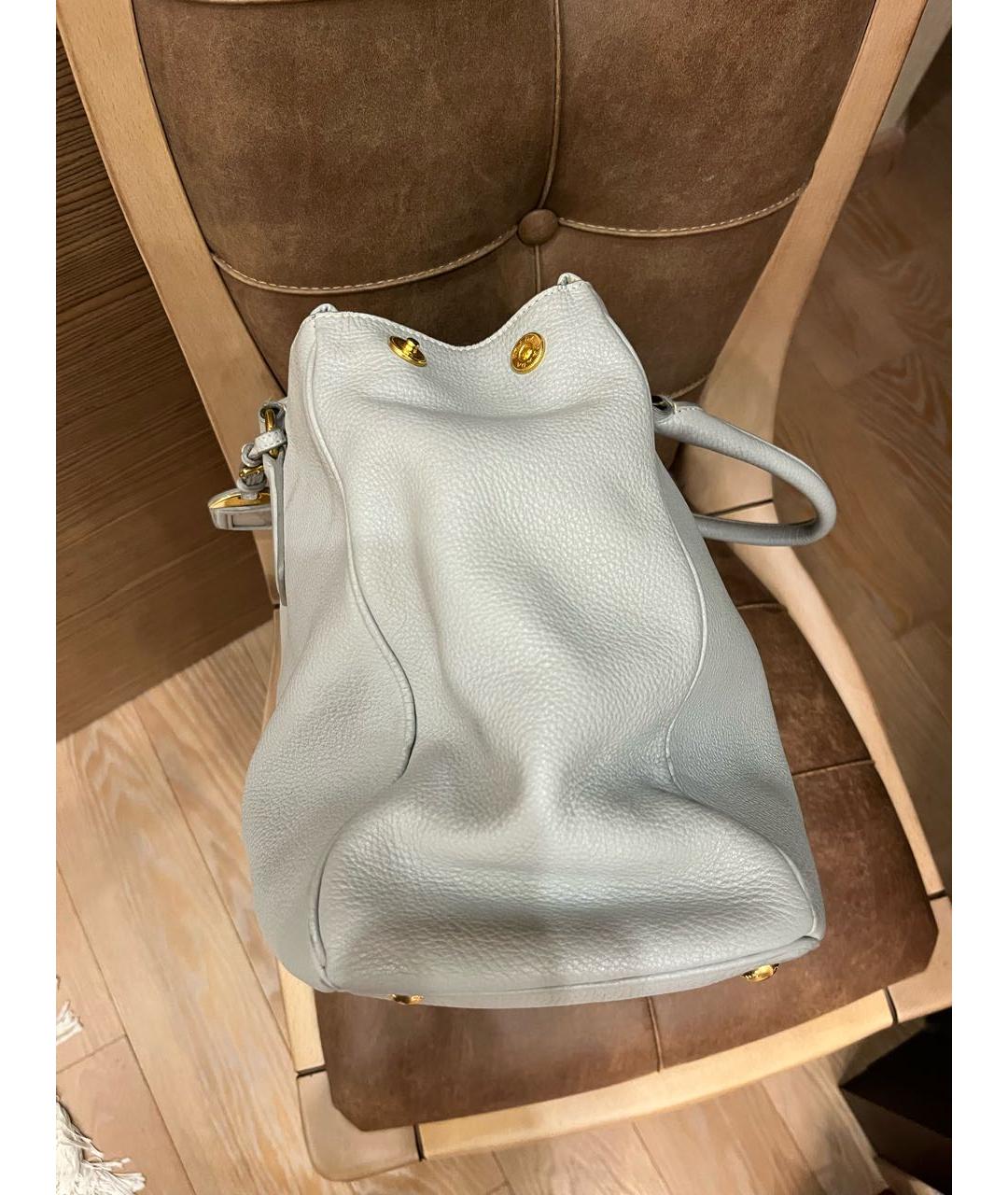 PRADA Серая кожаная сумка тоут, фото 4