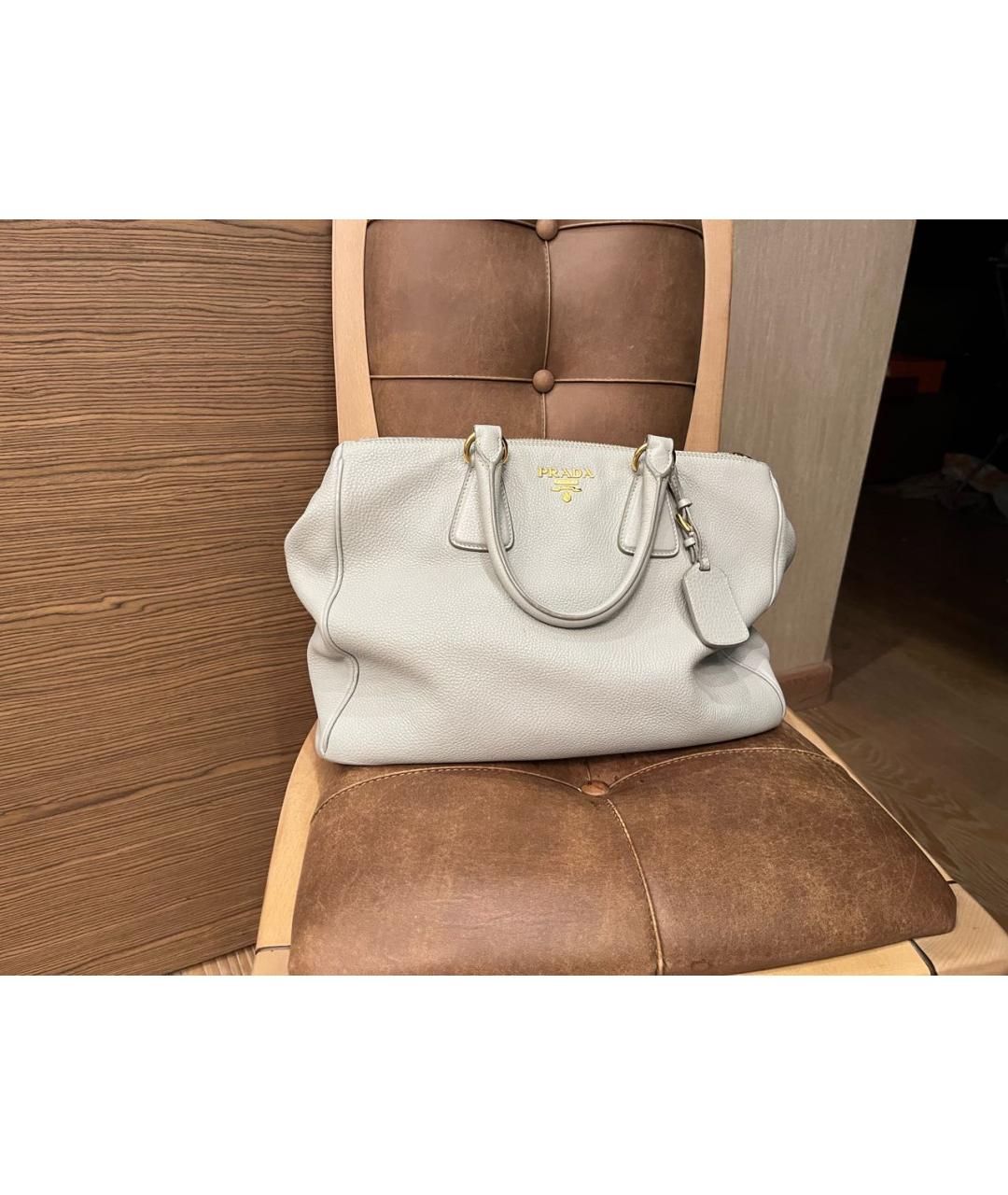 PRADA Серая кожаная сумка тоут, фото 8