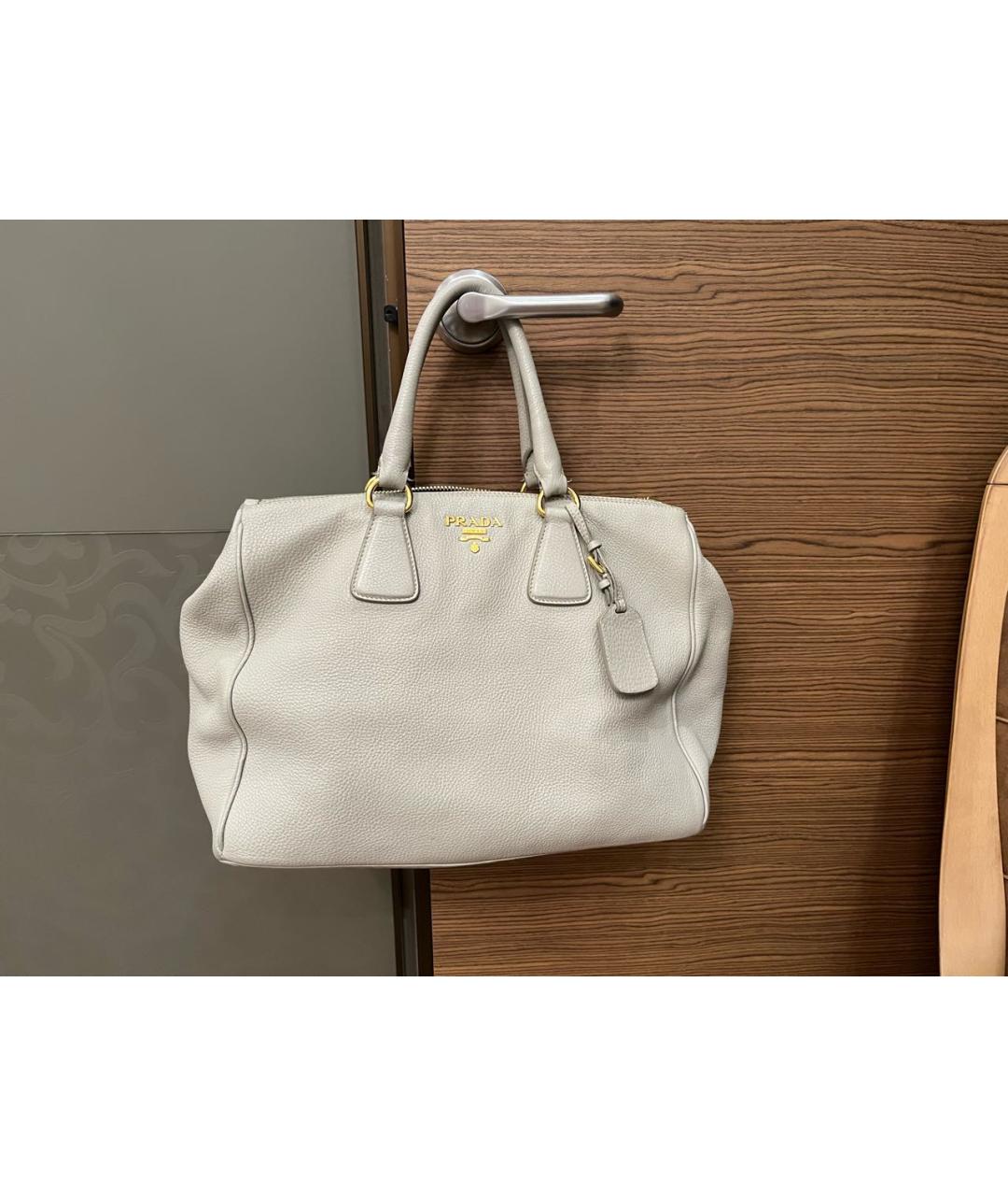 PRADA Серая кожаная сумка тоут, фото 2