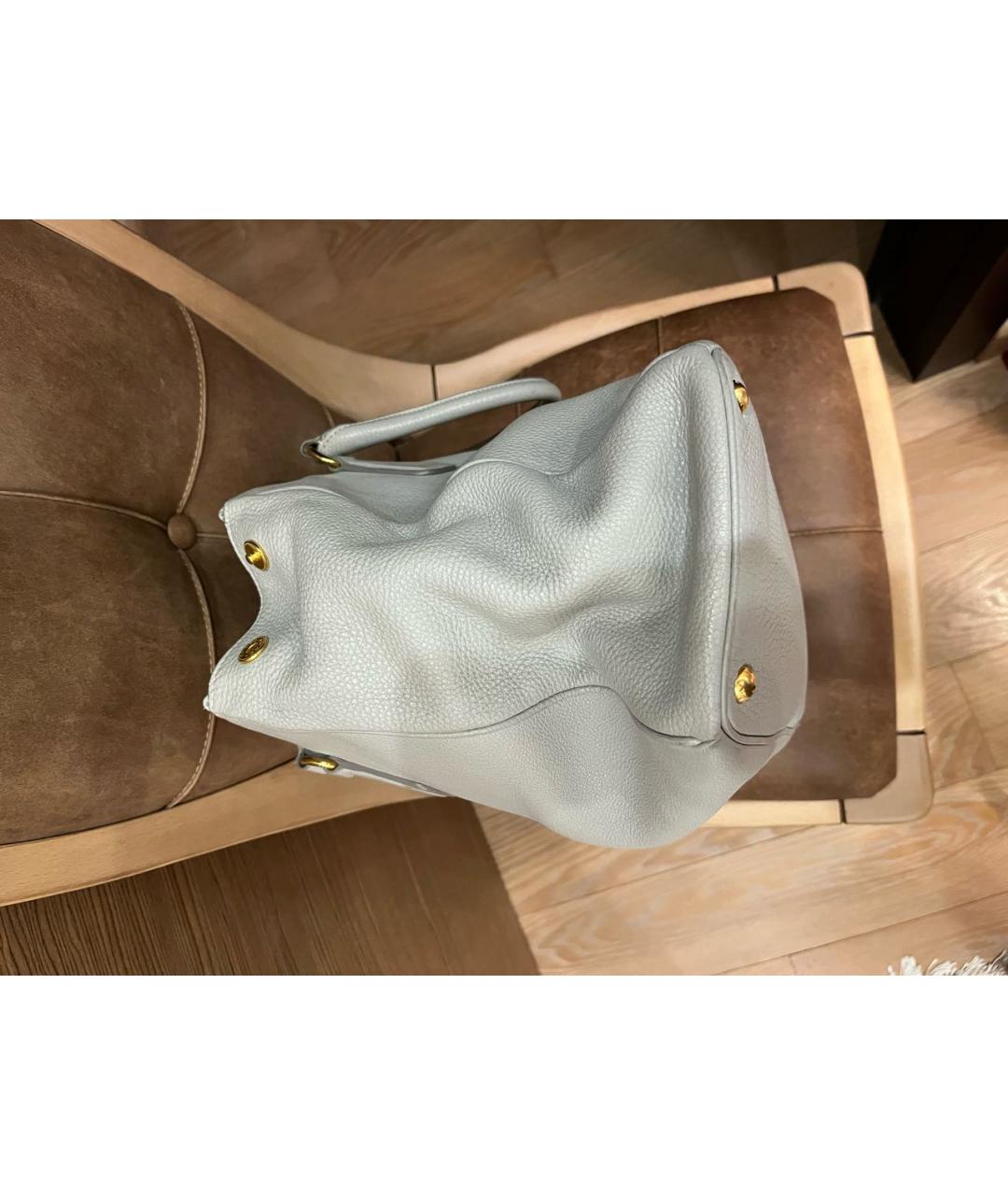 PRADA Серая кожаная сумка тоут, фото 5
