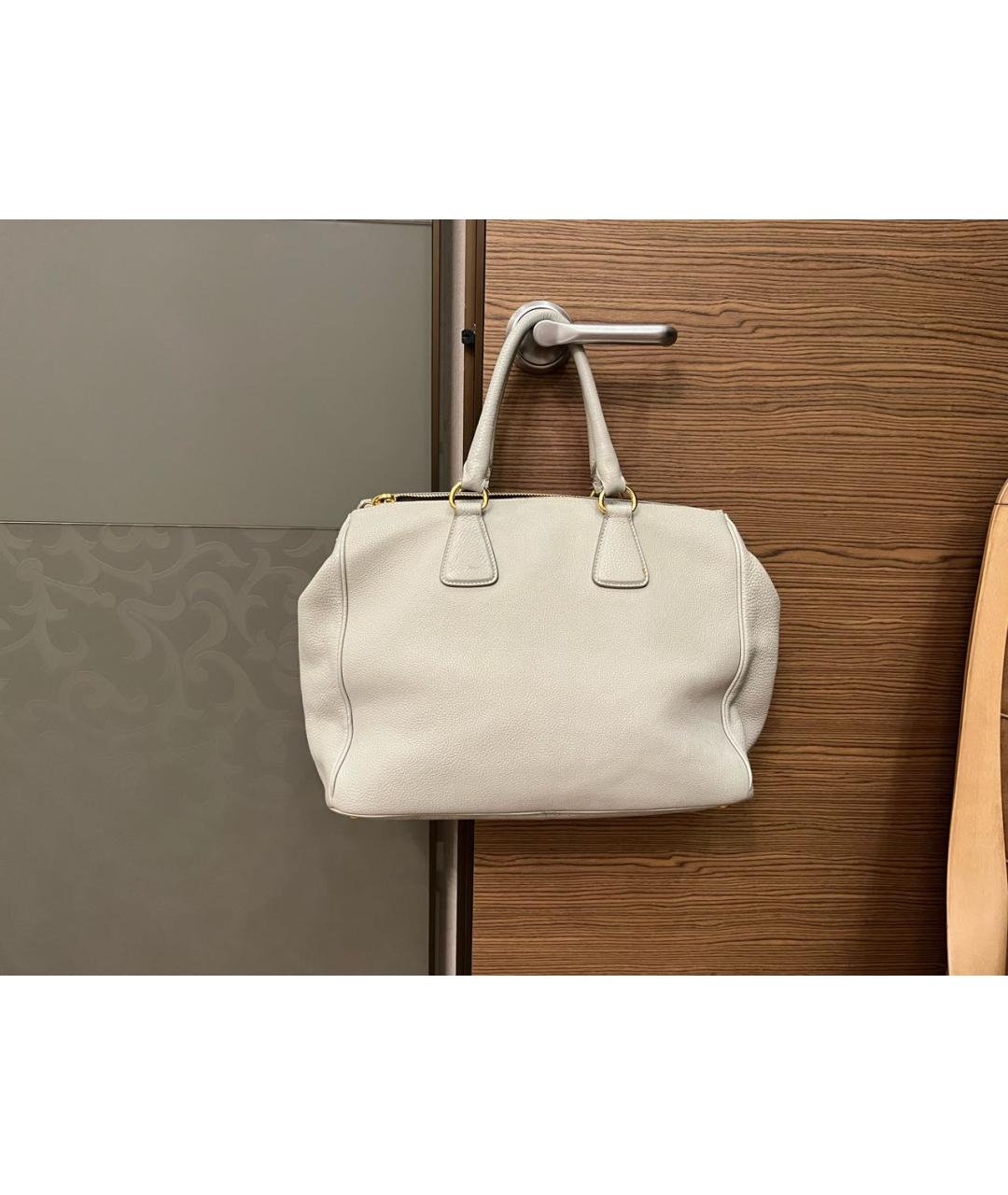 PRADA Серая кожаная сумка тоут, фото 3