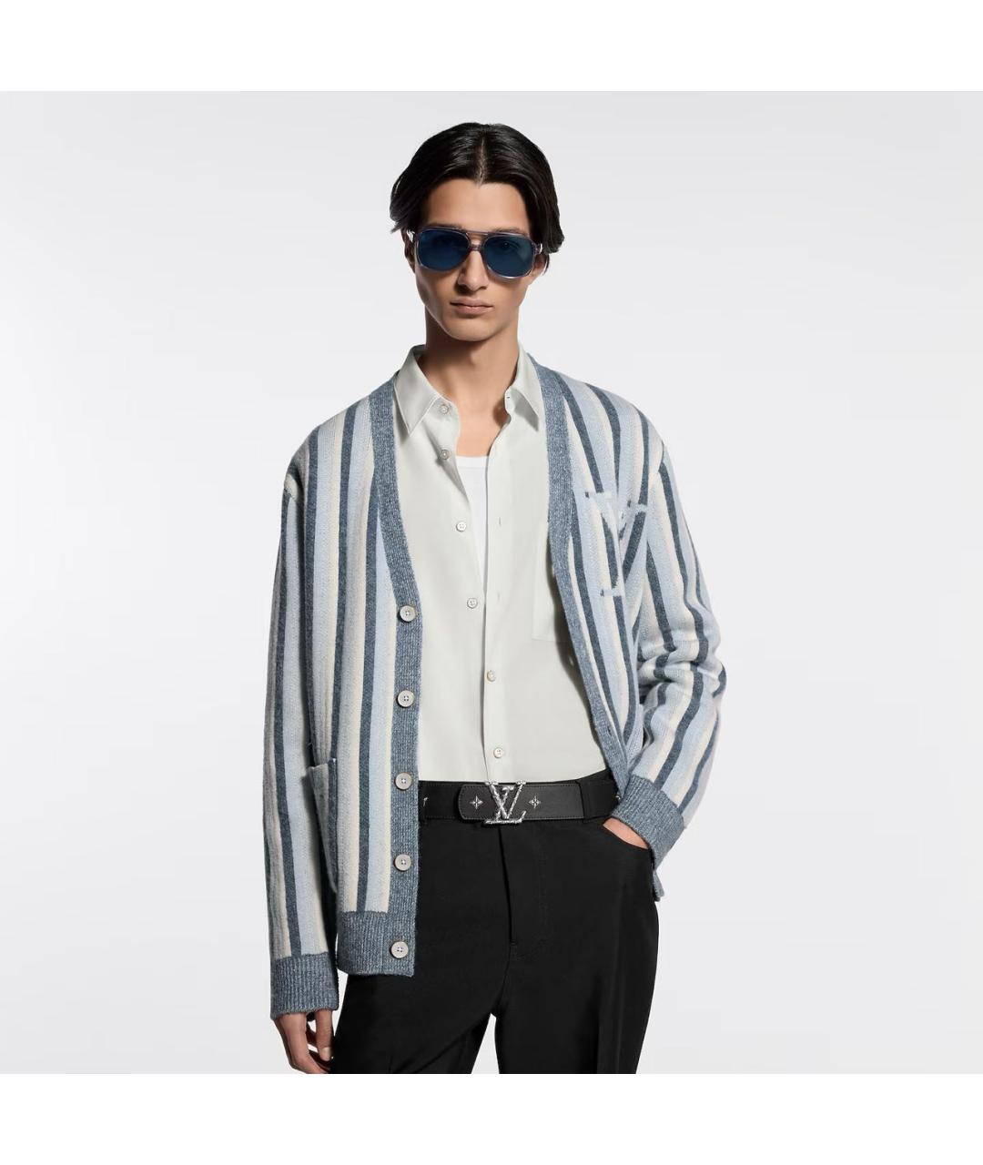 LOUIS VUITTON Черный кожаный ремень, фото 5