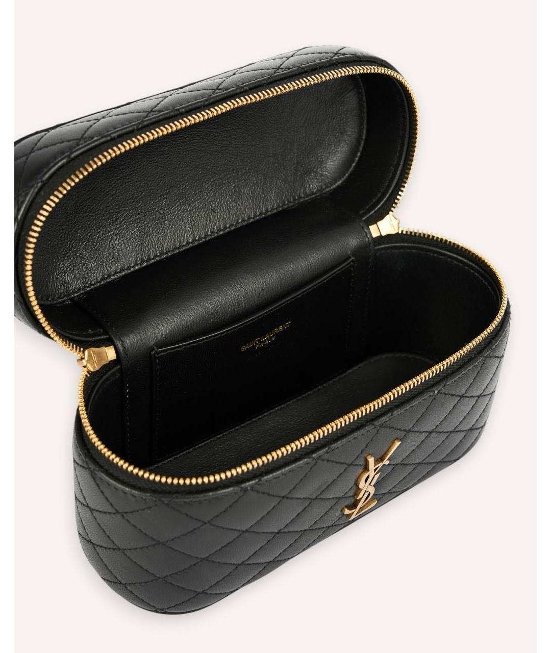 SAINT LAURENT Черная кожаная сумка с короткими ручками, фото 5