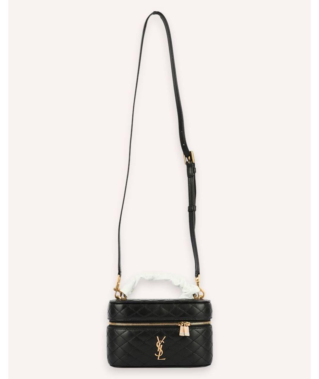SAINT LAURENT Черная кожаная сумка с короткими ручками, фото 6