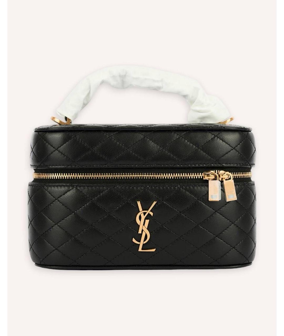 SAINT LAURENT Черная кожаная сумка с короткими ручками, фото 7