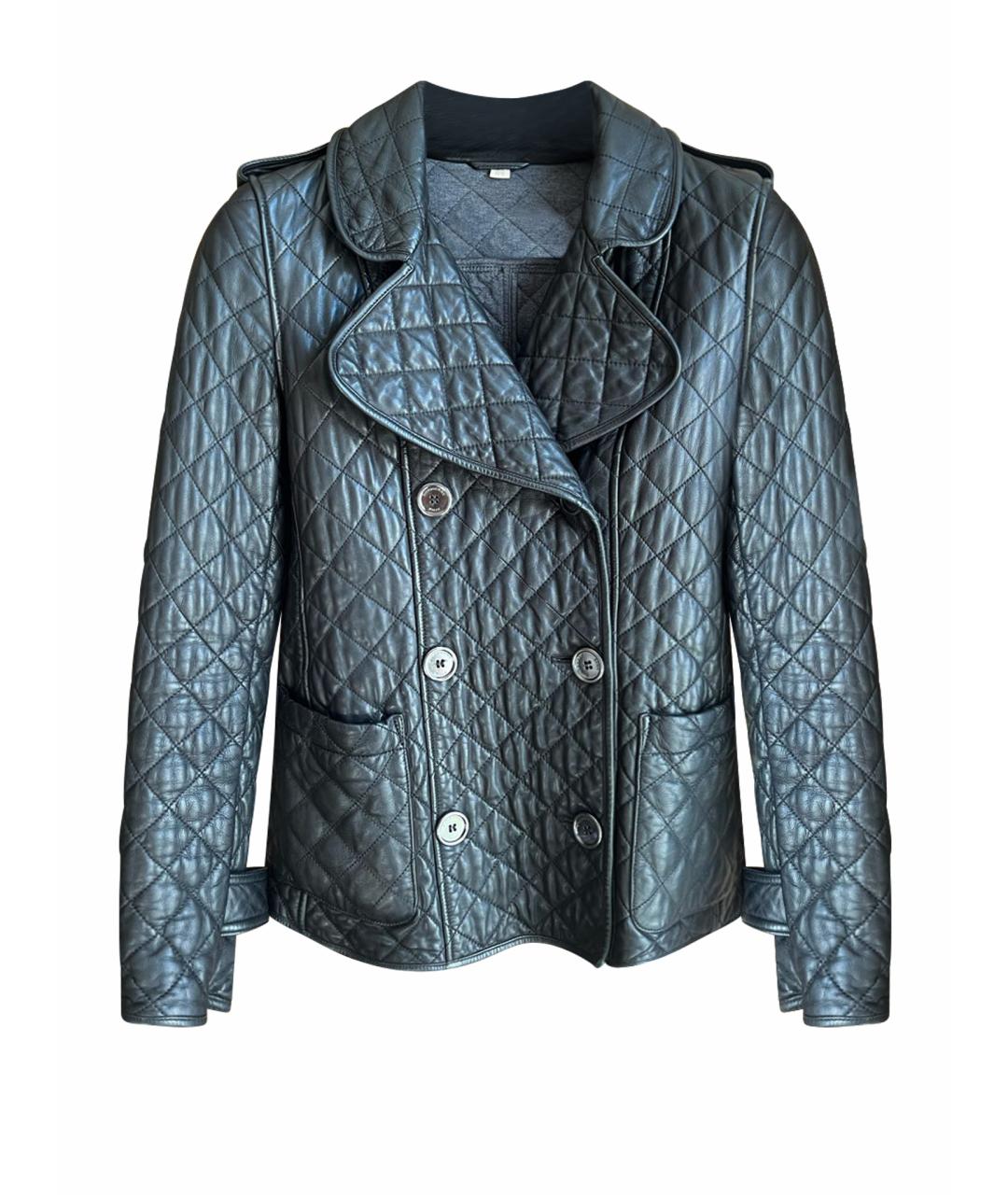 BURBERRY Черная кожаная куртка, фото 1