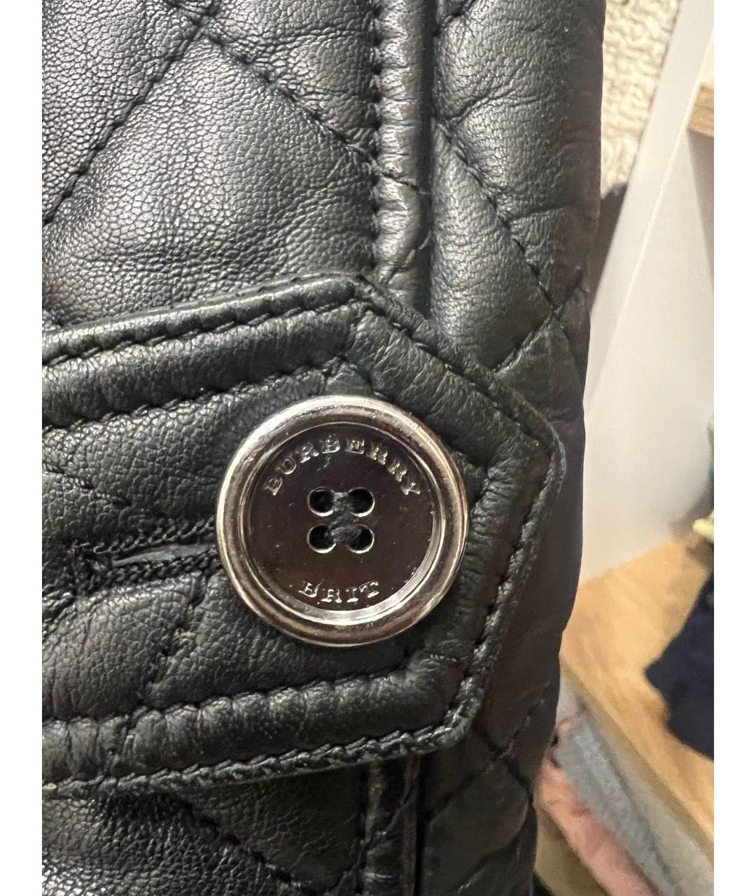 BURBERRY Черная кожаная куртка, фото 4