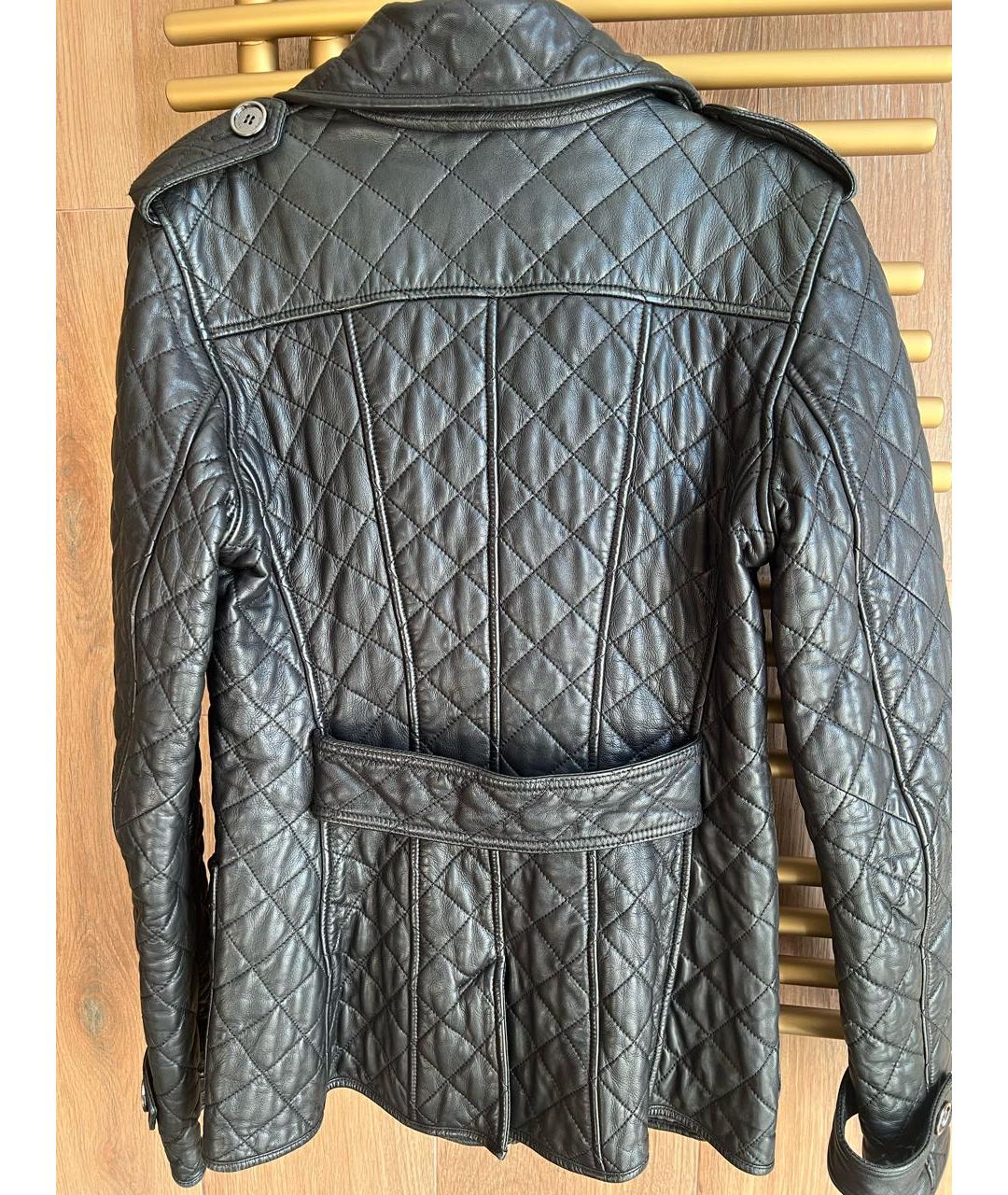 BURBERRY Черная кожаная куртка, фото 2