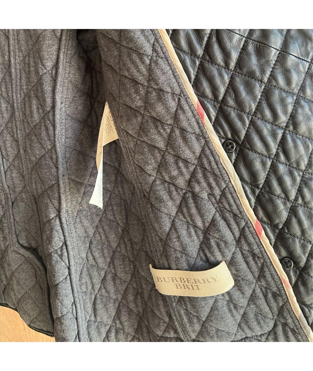 BURBERRY Черная кожаная куртка, фото 3