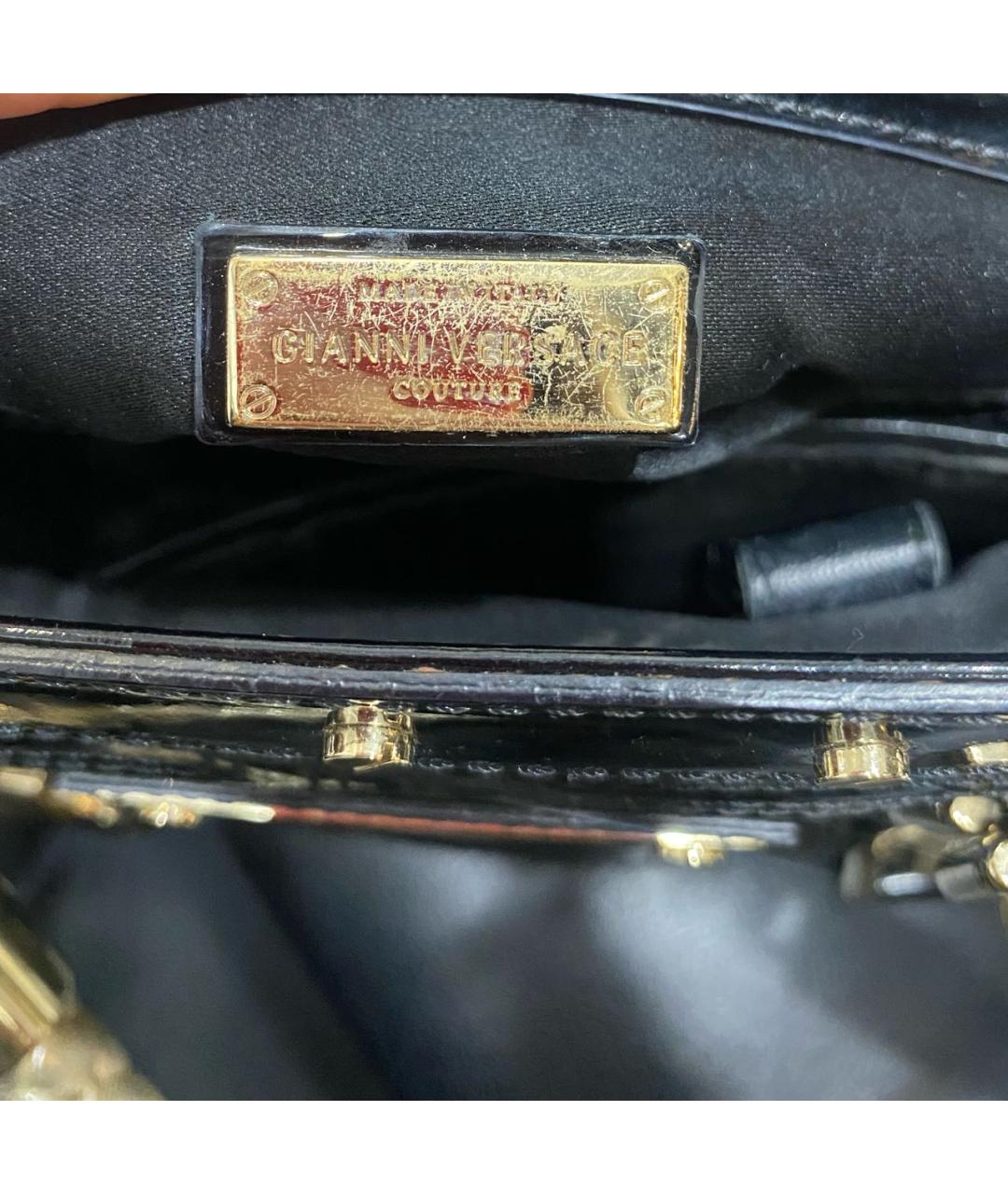 VERSACE Черная сумка тоут из лакированной кожи, фото 8