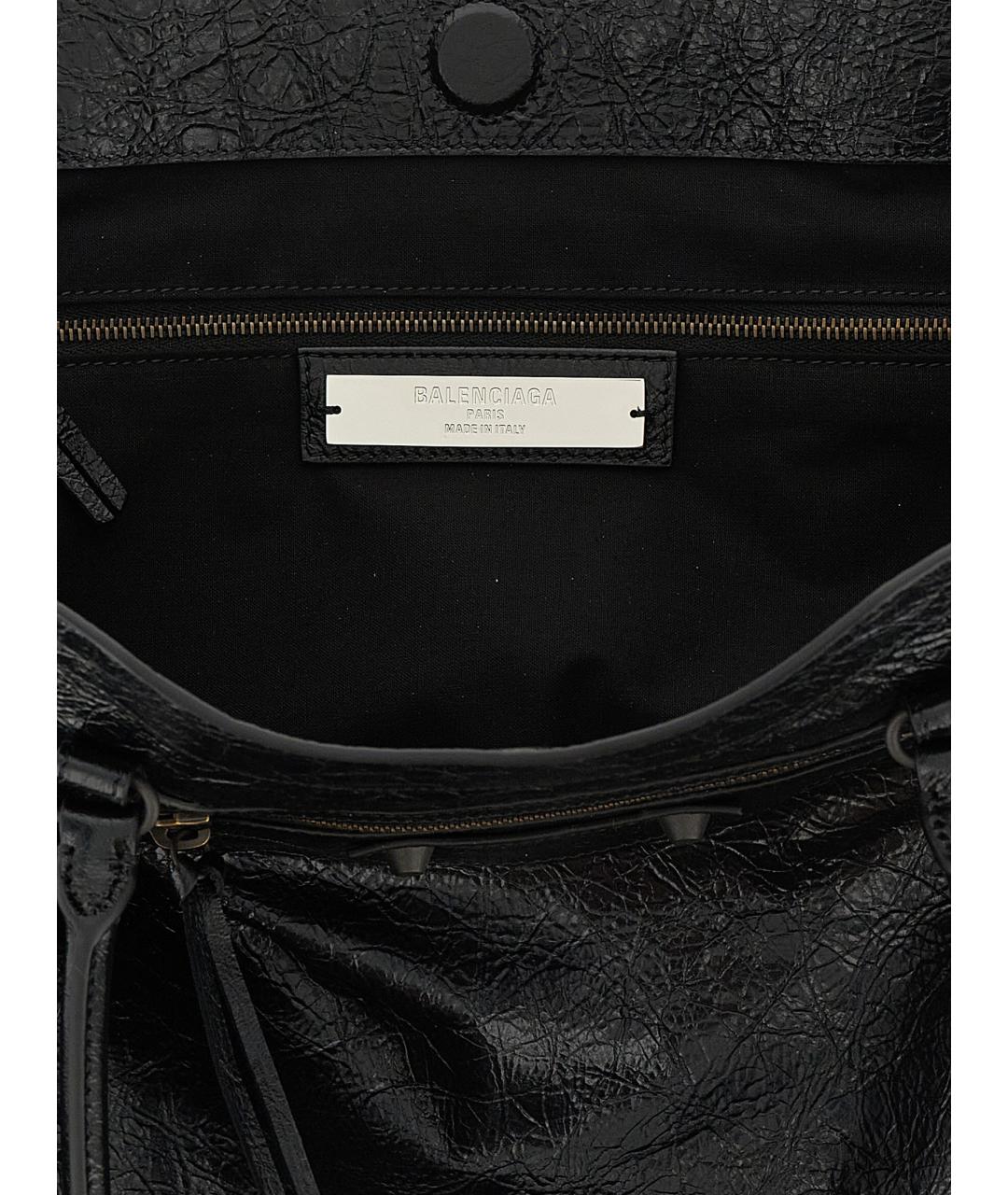BALENCIAGA Черная кожаная сумка тоут, фото 4