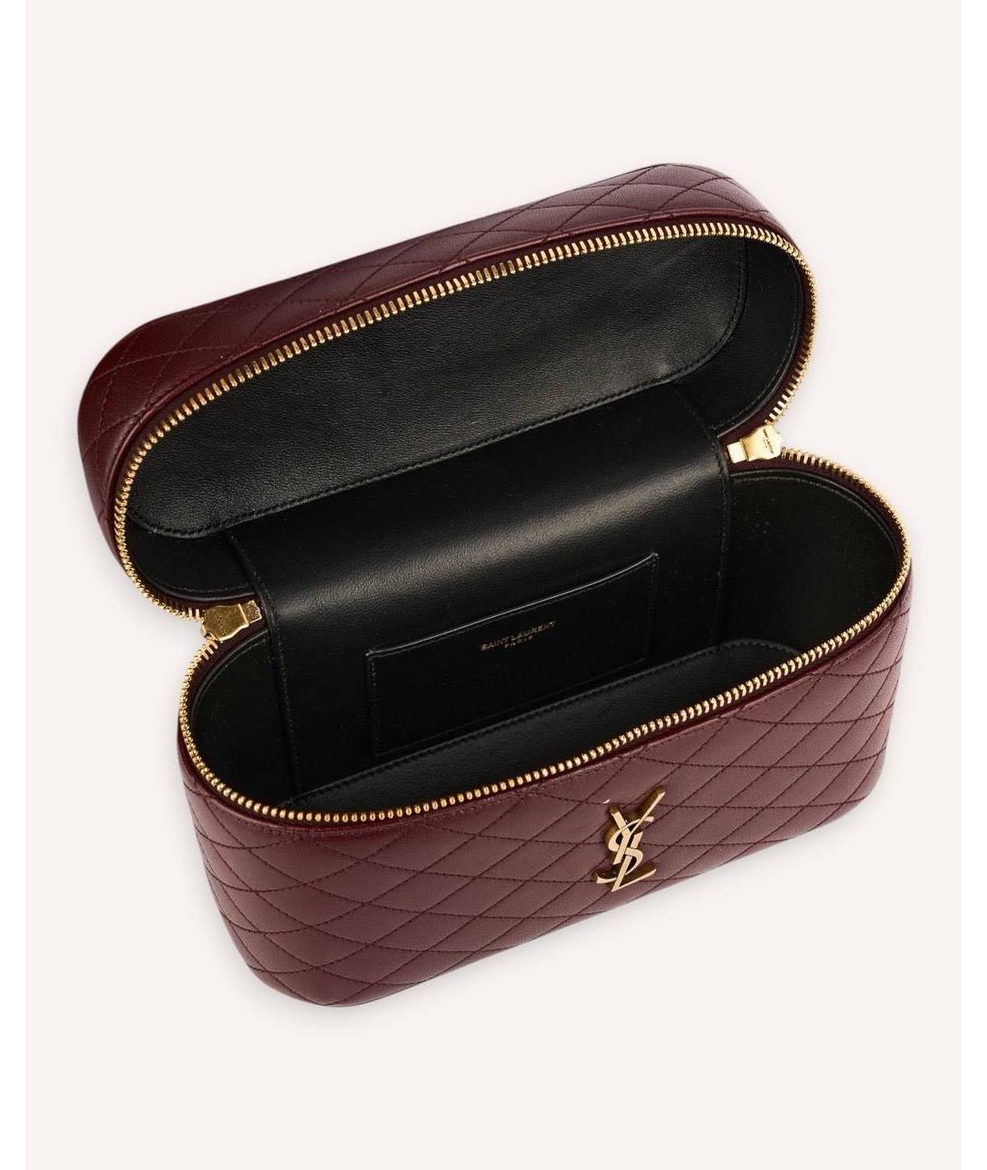 SAINT LAURENT Бордовая кожаная сумка с короткими ручками, фото 5