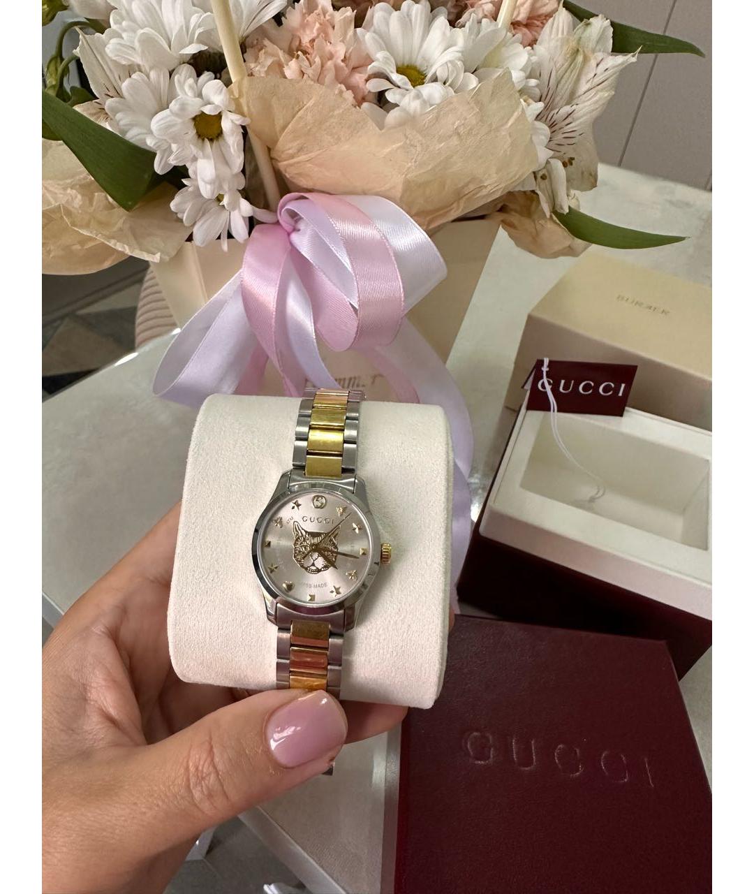 GUCCI Золотые стальные часы, фото 4