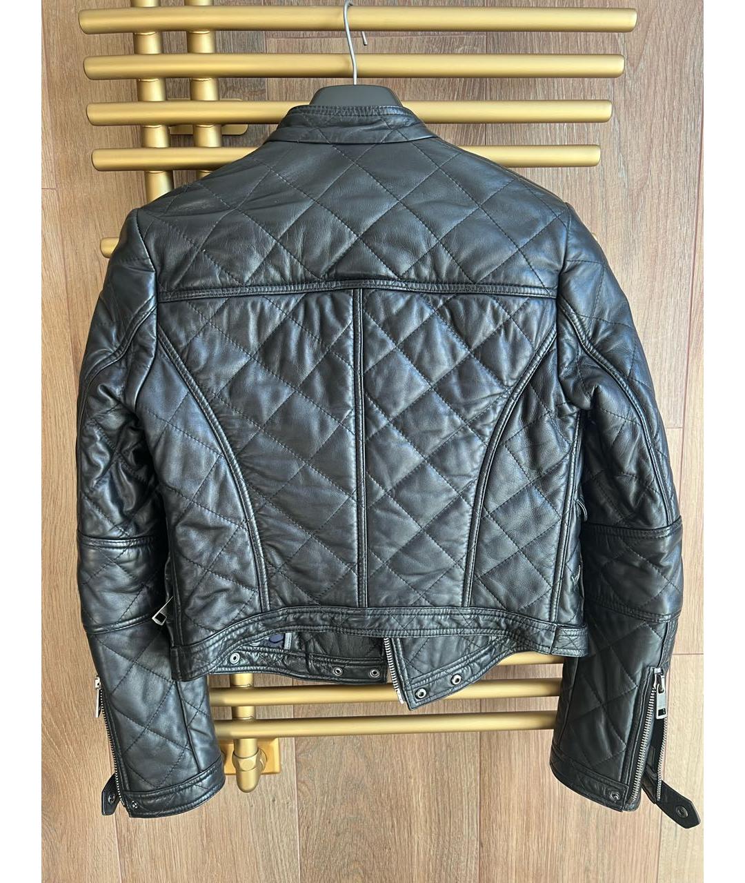 BURBERRY Черная кожаная куртка, фото 2