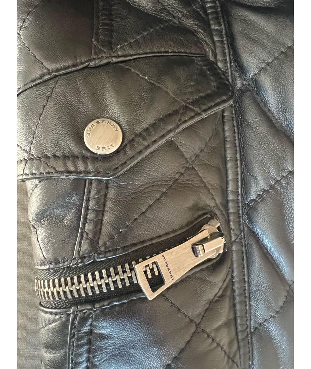 BURBERRY Черная кожаная куртка, фото 4