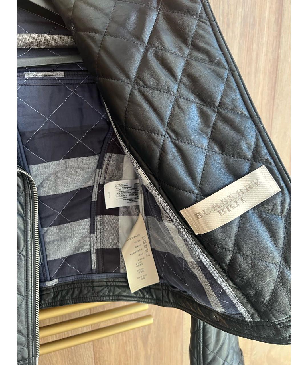 BURBERRY Черная кожаная куртка, фото 3
