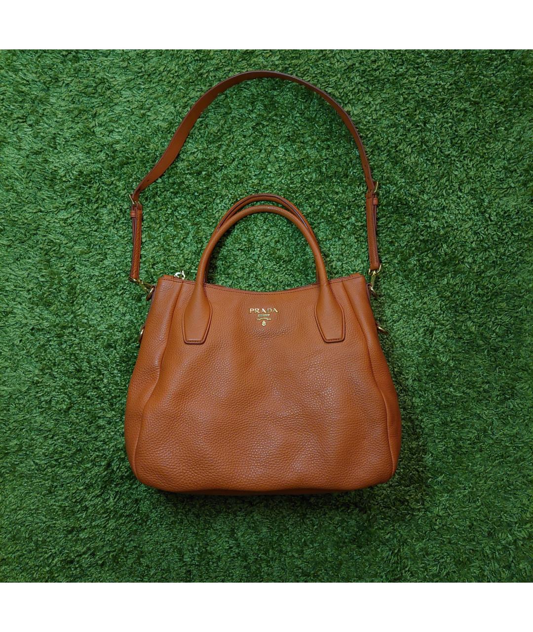 PRADA Оранжевая кожаная сумка тоут, фото 11
