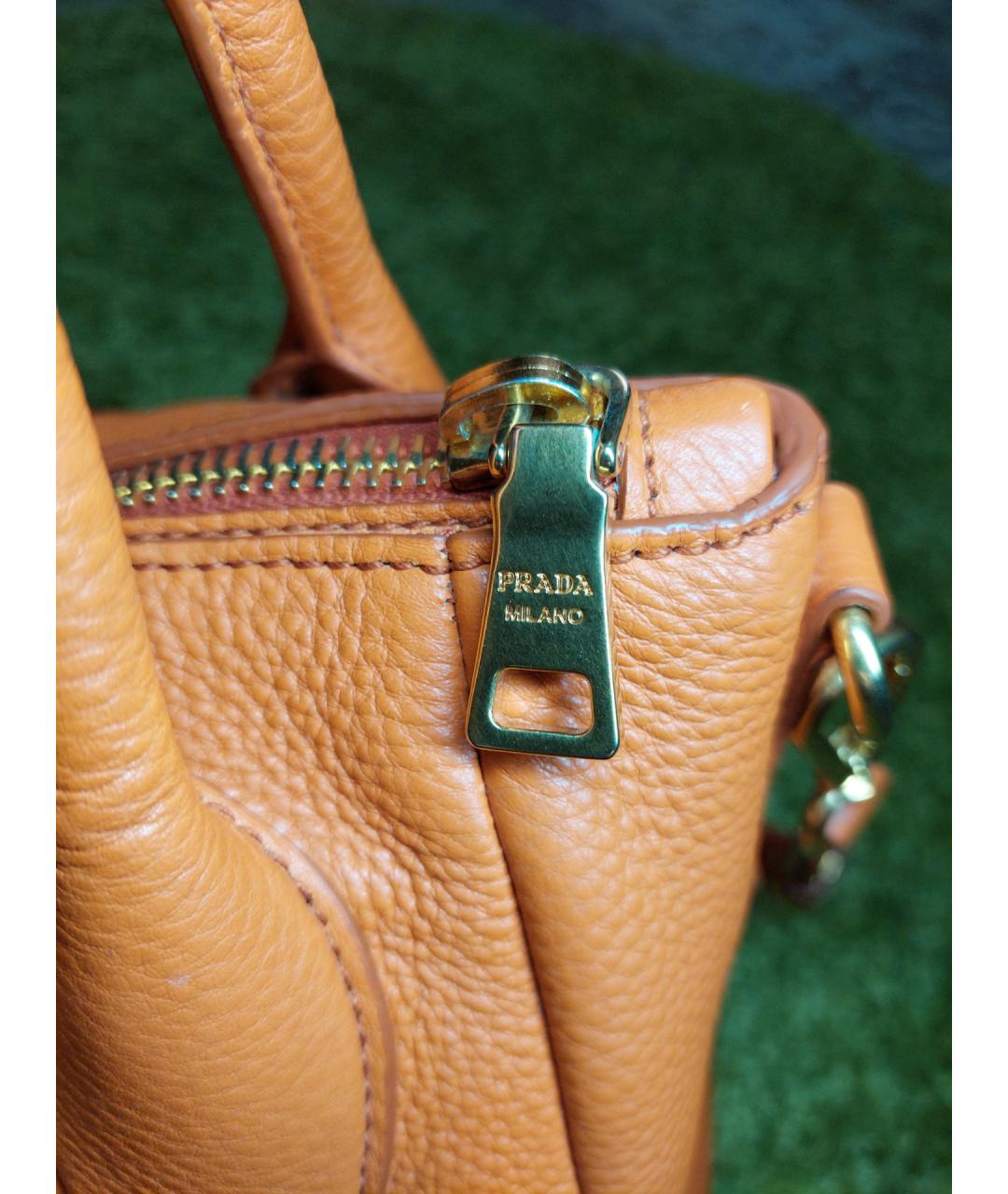 PRADA Оранжевая кожаная сумка тоут, фото 7