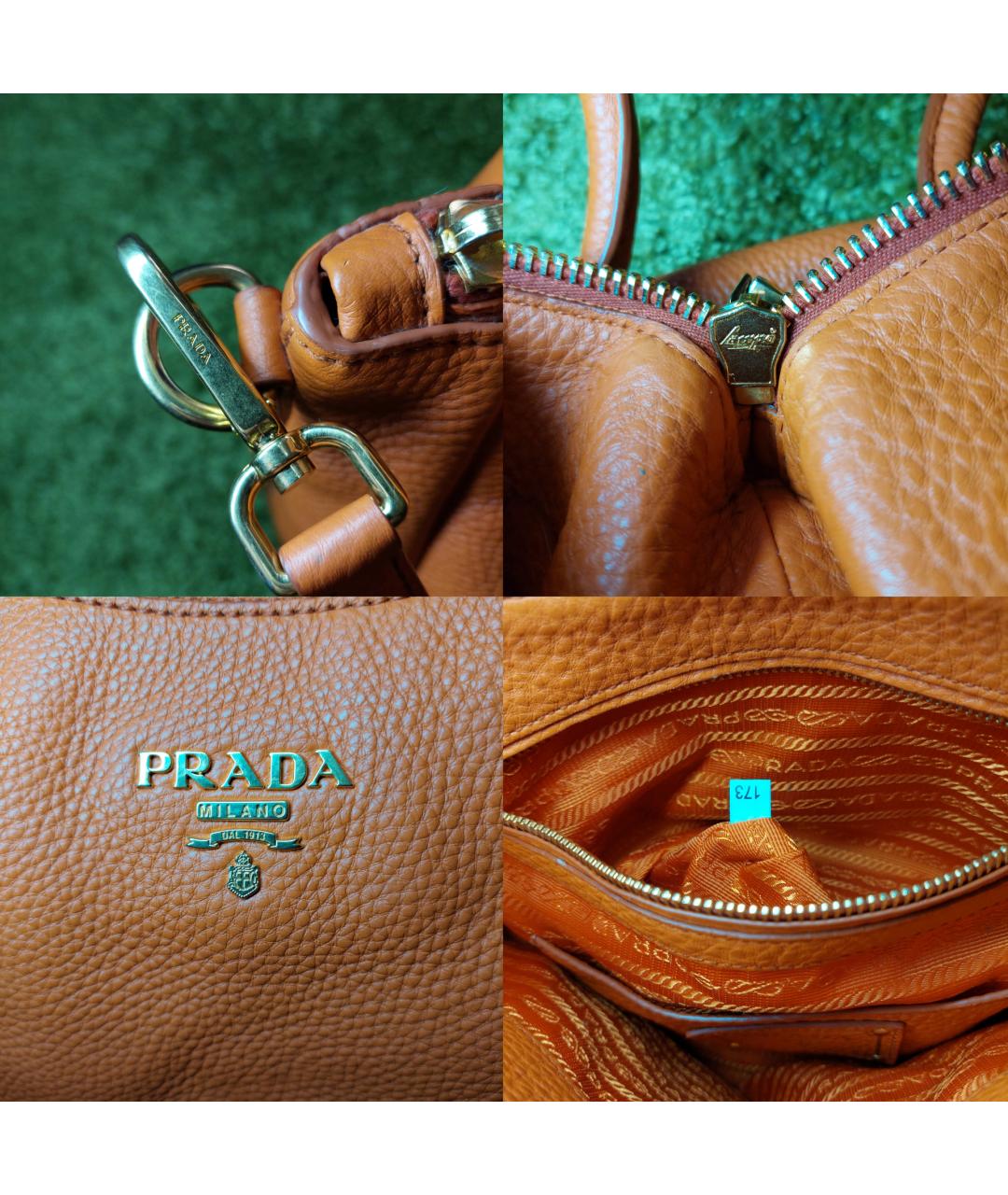PRADA Оранжевая кожаная сумка тоут, фото 6