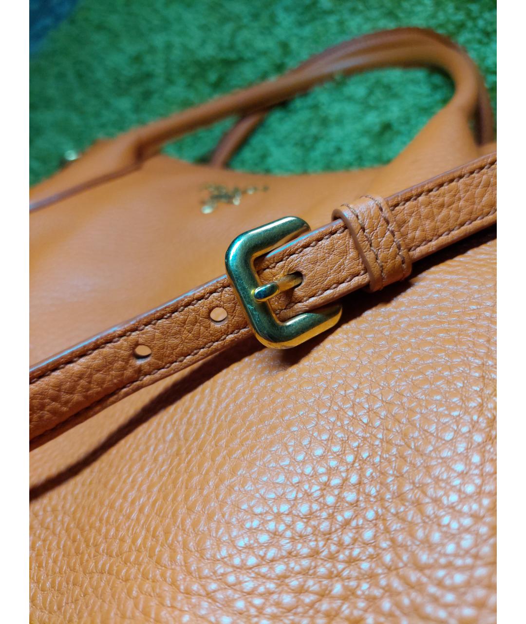 PRADA Оранжевая кожаная сумка тоут, фото 10