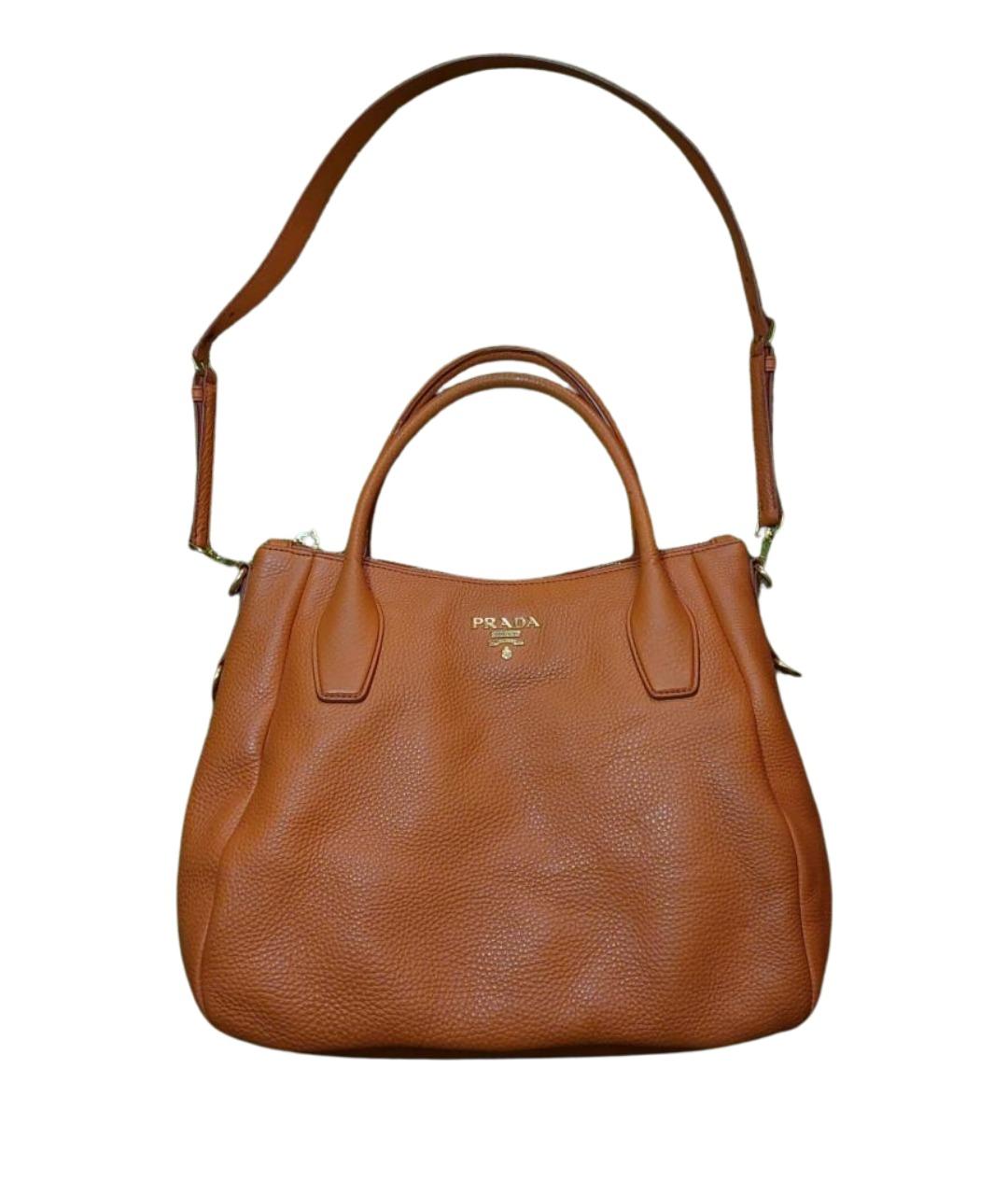 PRADA Оранжевая кожаная сумка тоут, фото 1