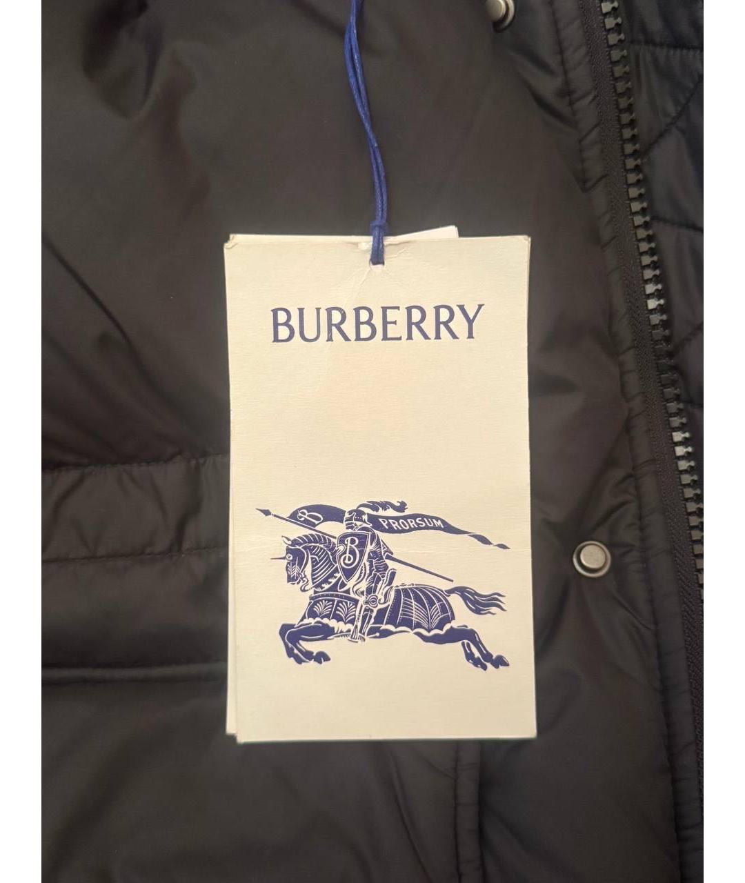 BURBERRY Черный полиамидовый пуховик, фото 3