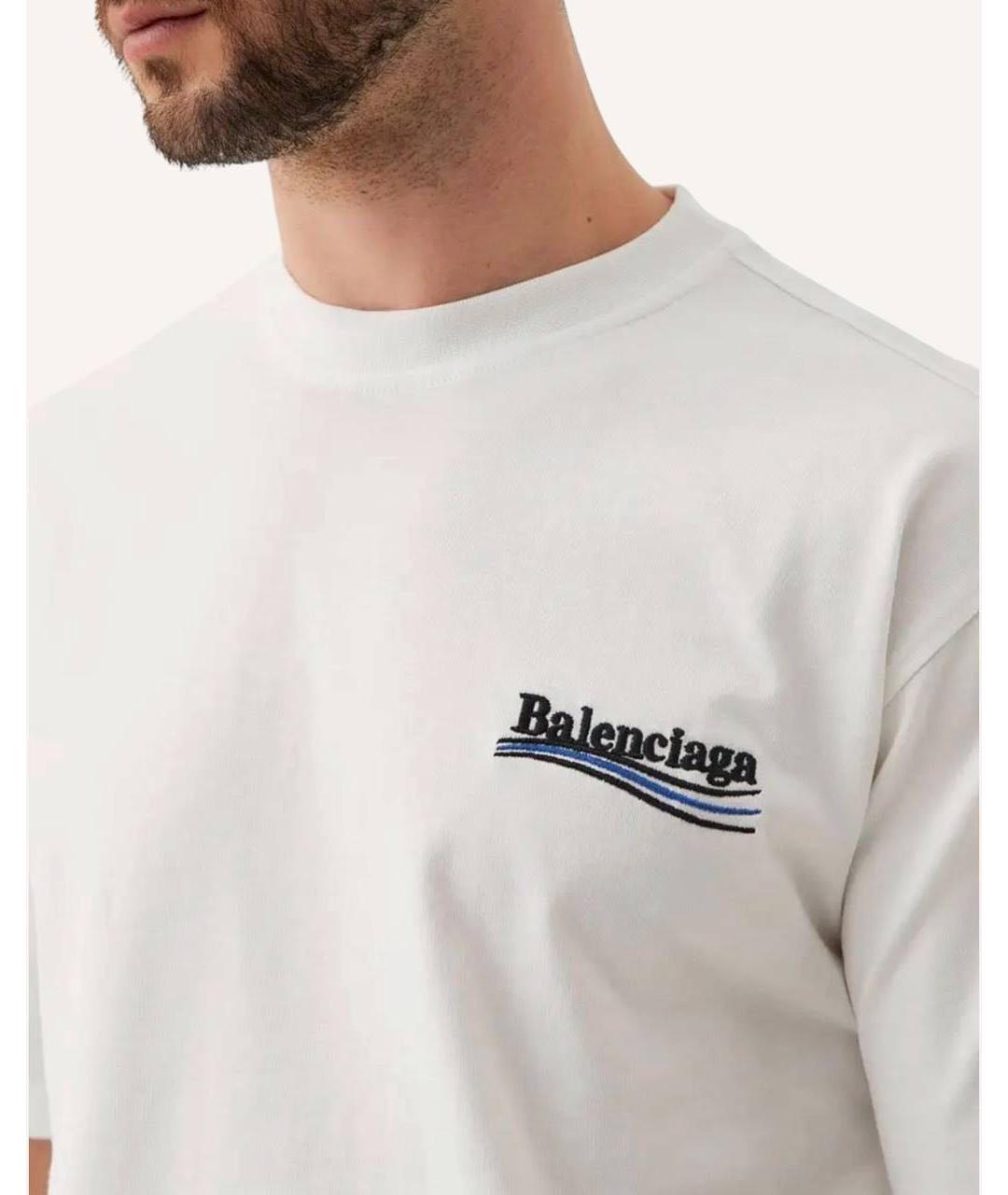 BALENCIAGA Белая хлопковая футболка, фото 2