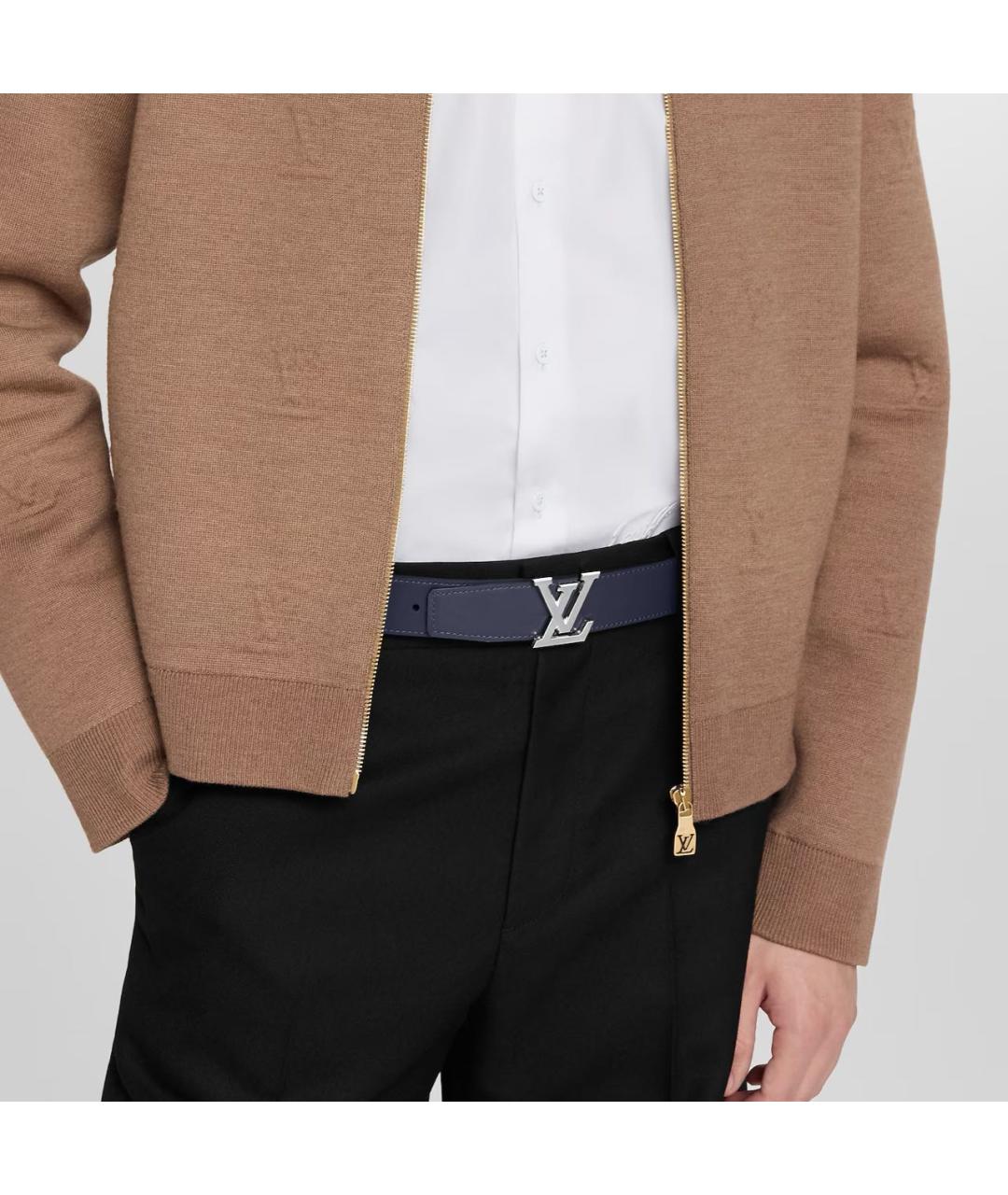 LOUIS VUITTON Темно-синий кожаный ремень, фото 3